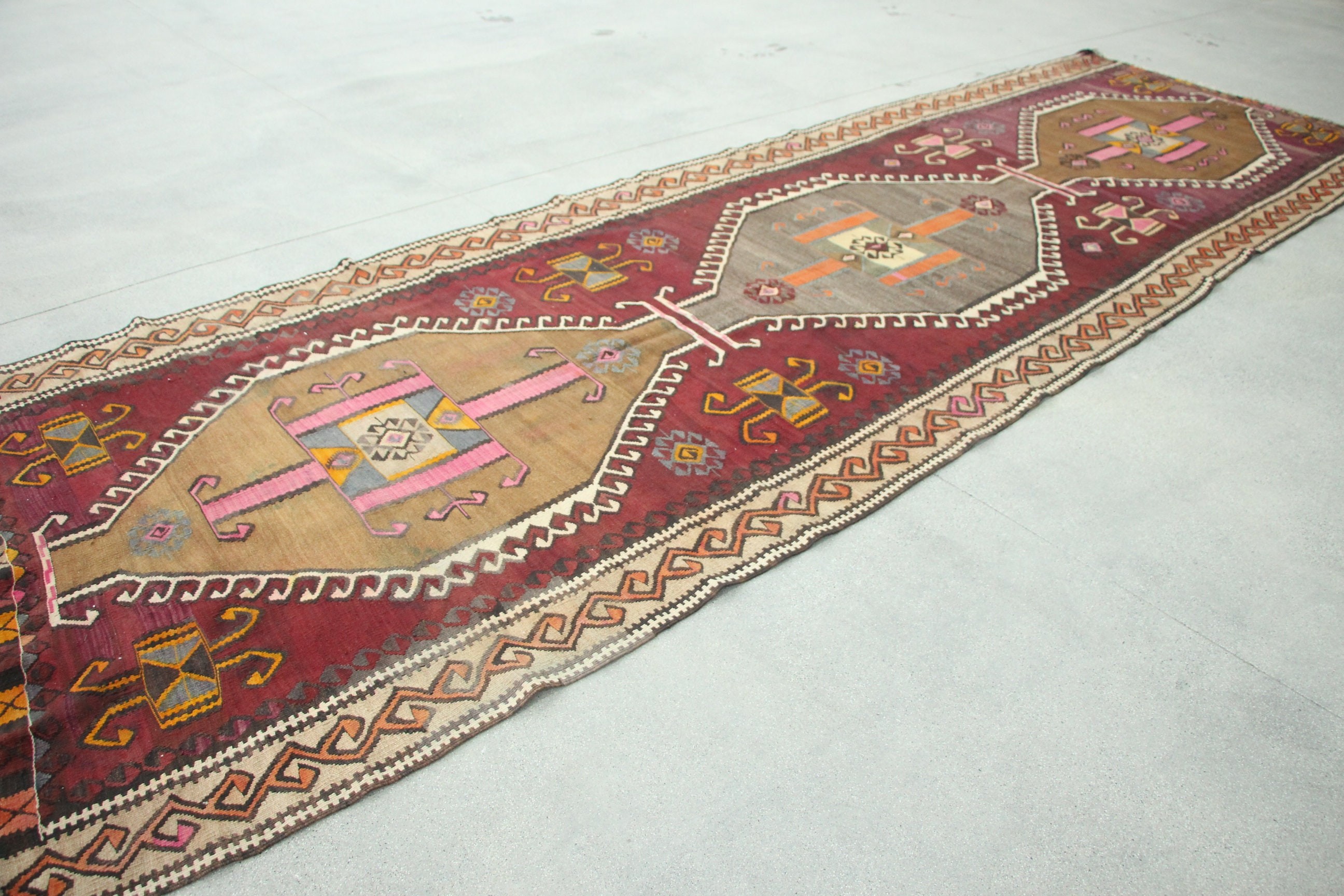 Koridor Halısı, Vintage Halı, Gökkuşağı Ev Dekor Halısı, Türk Halıları, Yer Halıları, Kilim, Koridor Halısı, 4.5x14.3 ft Runner Halıları, Ev Dekor Halısı