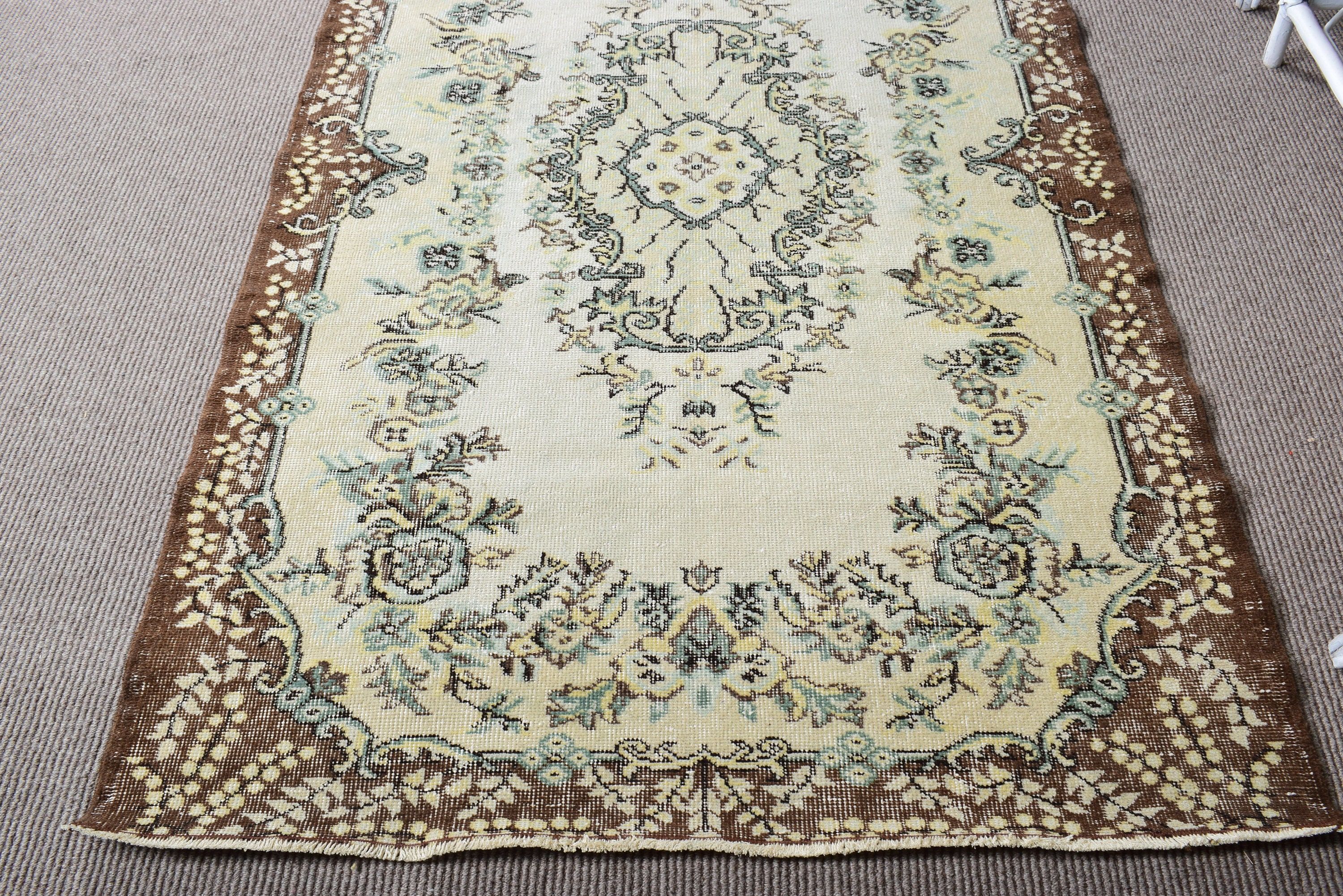 Kahverengi Düz Dokuma Halılar, Türk Halısı, 4x7,1 ft Alan Halıları, Lüks Halı, Vintage Halı, Mutfak Halıları, Oturma Odası Halısı, Sanatsal Halı, Antika Halılar