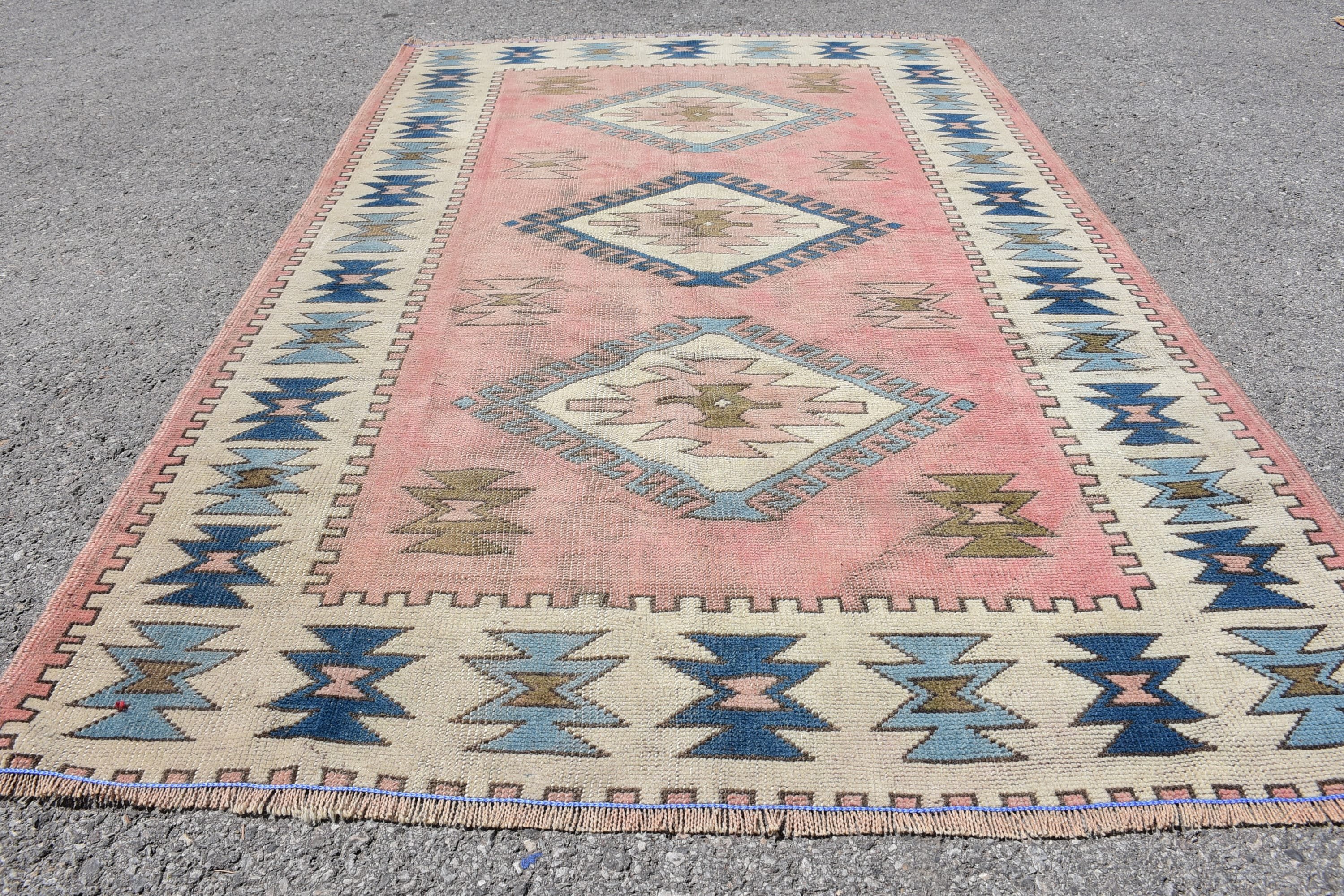 Turkey Rug, Vintage Rug, Dining Room Rugs, Turkish Rugs, Moroccan Rug, Nursery Rugs, Rugs for Kitchen, Wool Rug, 4x6.2 ft Area Rug, Art Rug