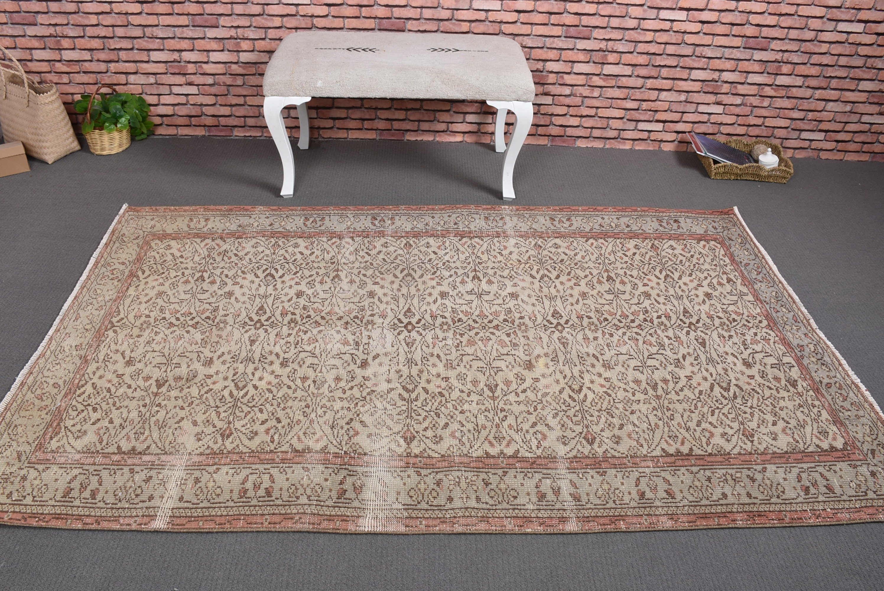 Oushak Area Rugs, Beige Bedroom Rugs, 4.6x7.3 ft Area Rugs, Kitchen Rugs, Vintage Rugs, Turkish Rug, Rugs for Nursery, Statement Rugs