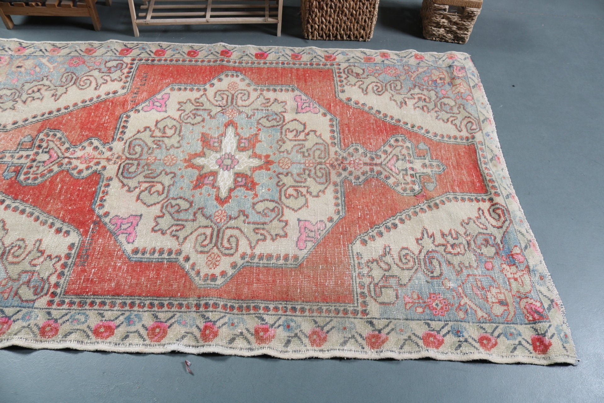 Kitchen Rugs, Farmhouse Decor Rug, 4.4x6.9 ft Area Rug, Bedroom Rug, Indoor Rug, Vintage Rug, Turkish Rug, Home Decor Rug, Rugs for Nursery