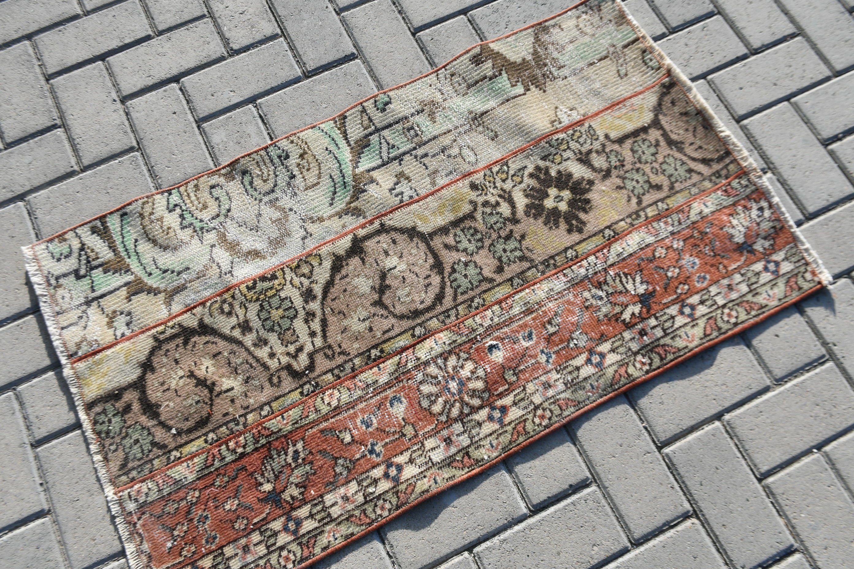 Vintage Halı, Antika Halı, Mutfak Halıları, Yeşil Yün Halı, Yer Halısı, Paspas Halısı, 2.1x3.5 ft Küçük Halı, Yatak Odası Halısı, Türk Halıları