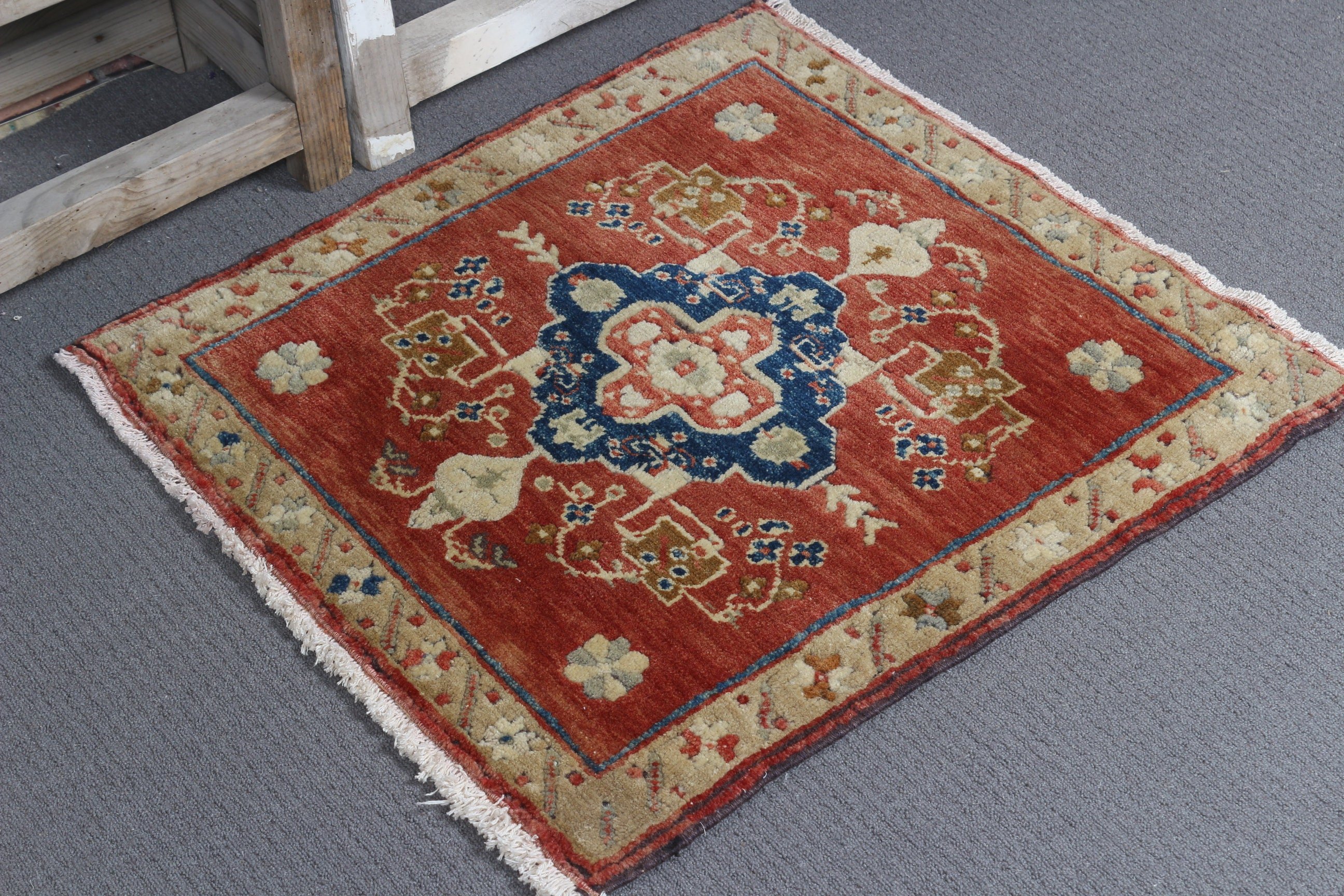 Bedroom Rug, Rugs for Entry, Vintage Rug, Car Mat Rug, 2.8x2.3 ft Small Rug, Turkish Rug, Floor Rug, Red Home Decor Rugs, Entry Rug