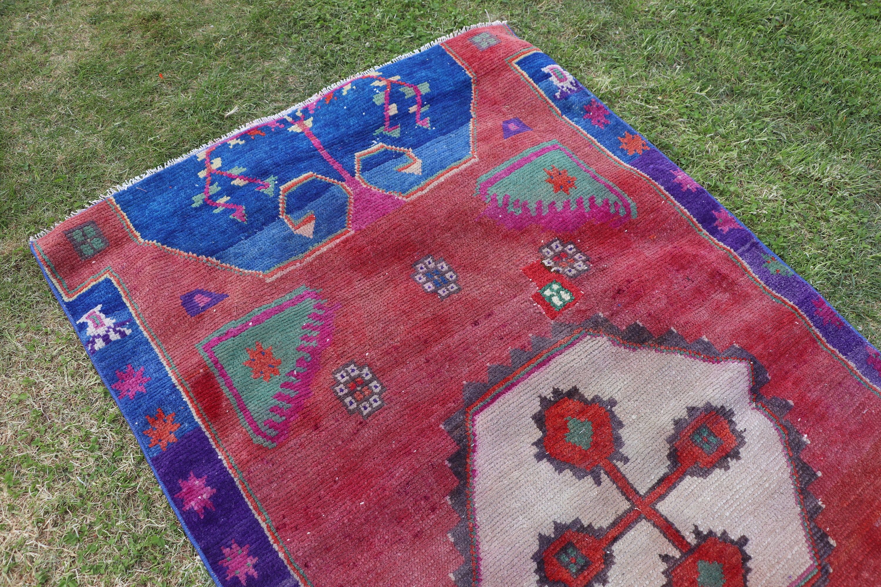 Boho Accent Rug, Blue Kitchen Rugs, Rugs for Kitchen, Turkish Rug, Anatolian Rug, Vintage Rug, 2.8x5.5 ft Accent Rug