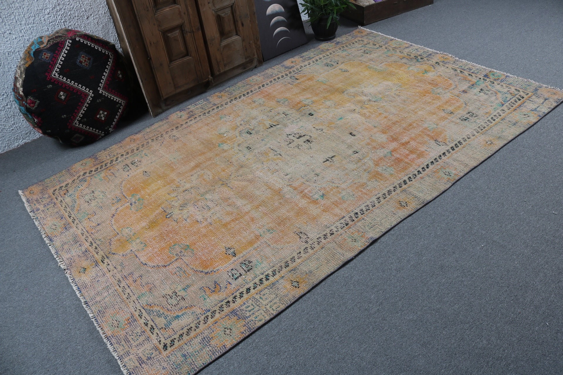 Tribal Rugs, Turkish Rugs, Yellow Oriental Rug, Vintage Rugs, Dining Room Rug, Salon Rugs, Flatweave Rug, Wool Rug, 4.9x8.4 ft Large Rug