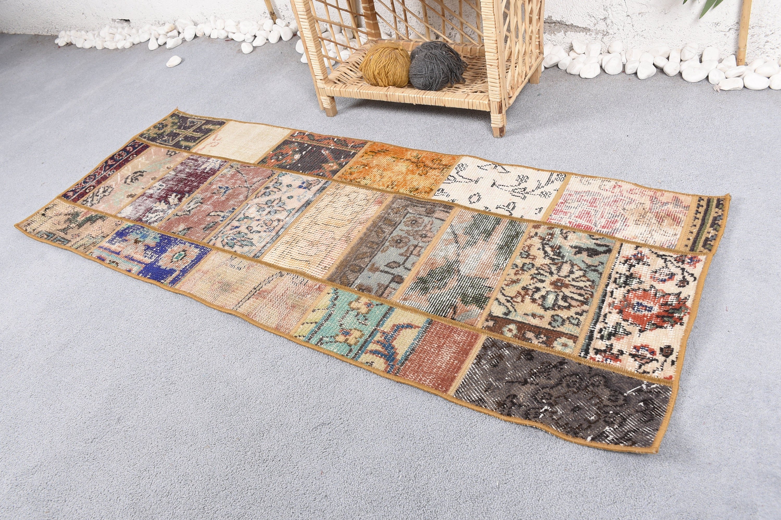 1.9x4.9 ft Small Rug, Bedroom Rug, Rugs for Kitchen, Antique Rug, Vintage Rug, Turkish Rugs, Entry Rug, Rainbow Moroccan Rug, Bright Rugs