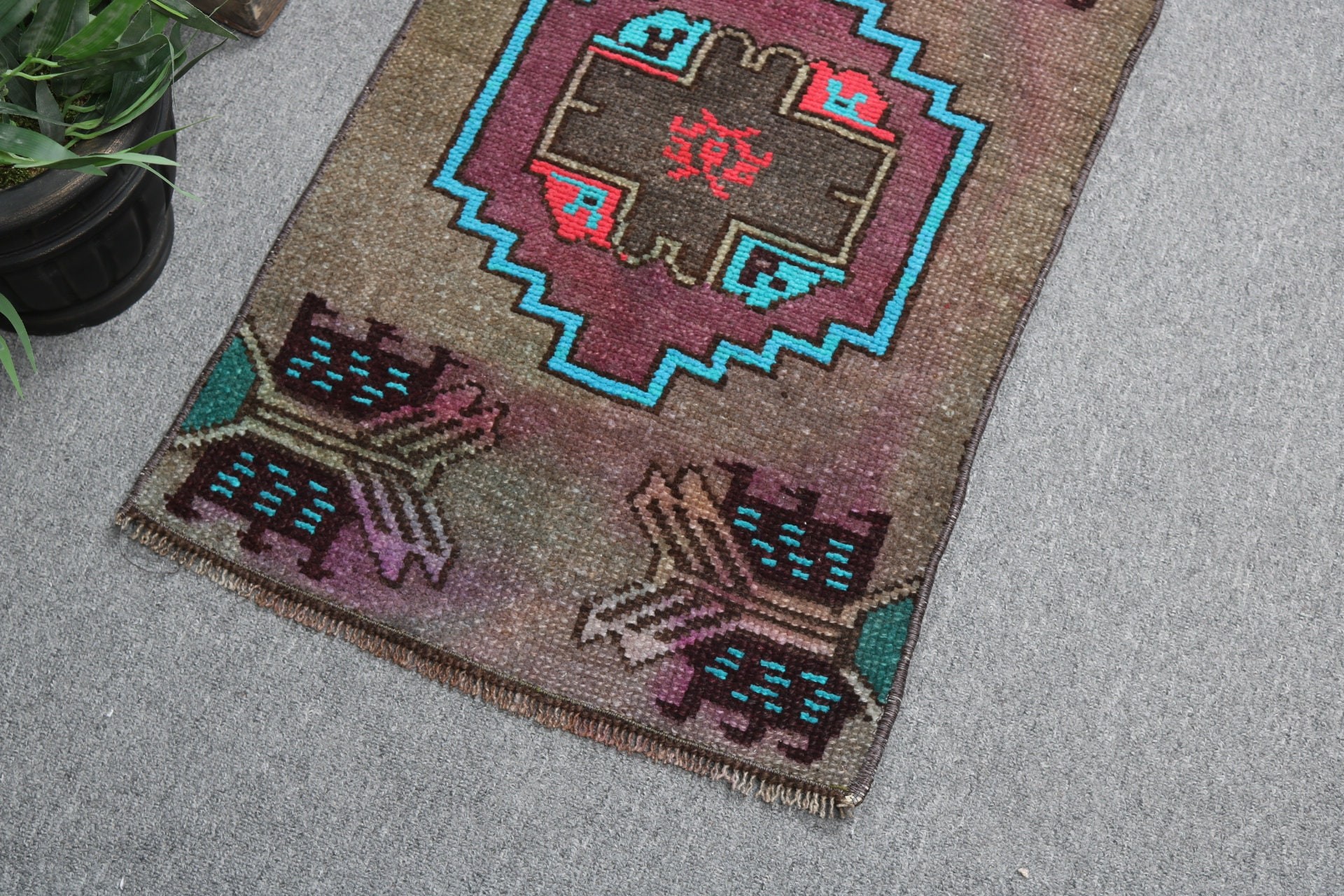 Tribal Rugs, Vintage Rug, Entry Rugs, Brown Kitchen Rugs, Turkish Rugs, Modern Rugs, Oriental Rug, 1.6x2.5 ft Small Rug, Rugs for Bath