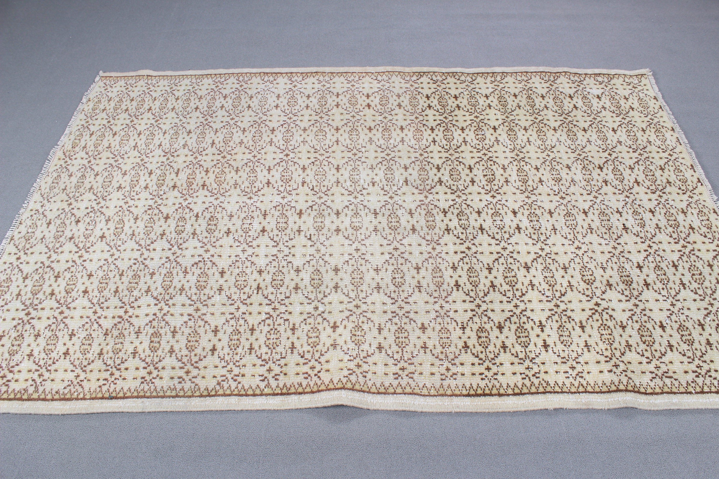 Vintage Rugs, Nursery Rug, Statement Rug, 4.8x7.2 ft Area Rugs, Flatweave Rugs, Turkish Rugs, Beige Handwoven Rugs, Floor Rug, Indoor Rugs