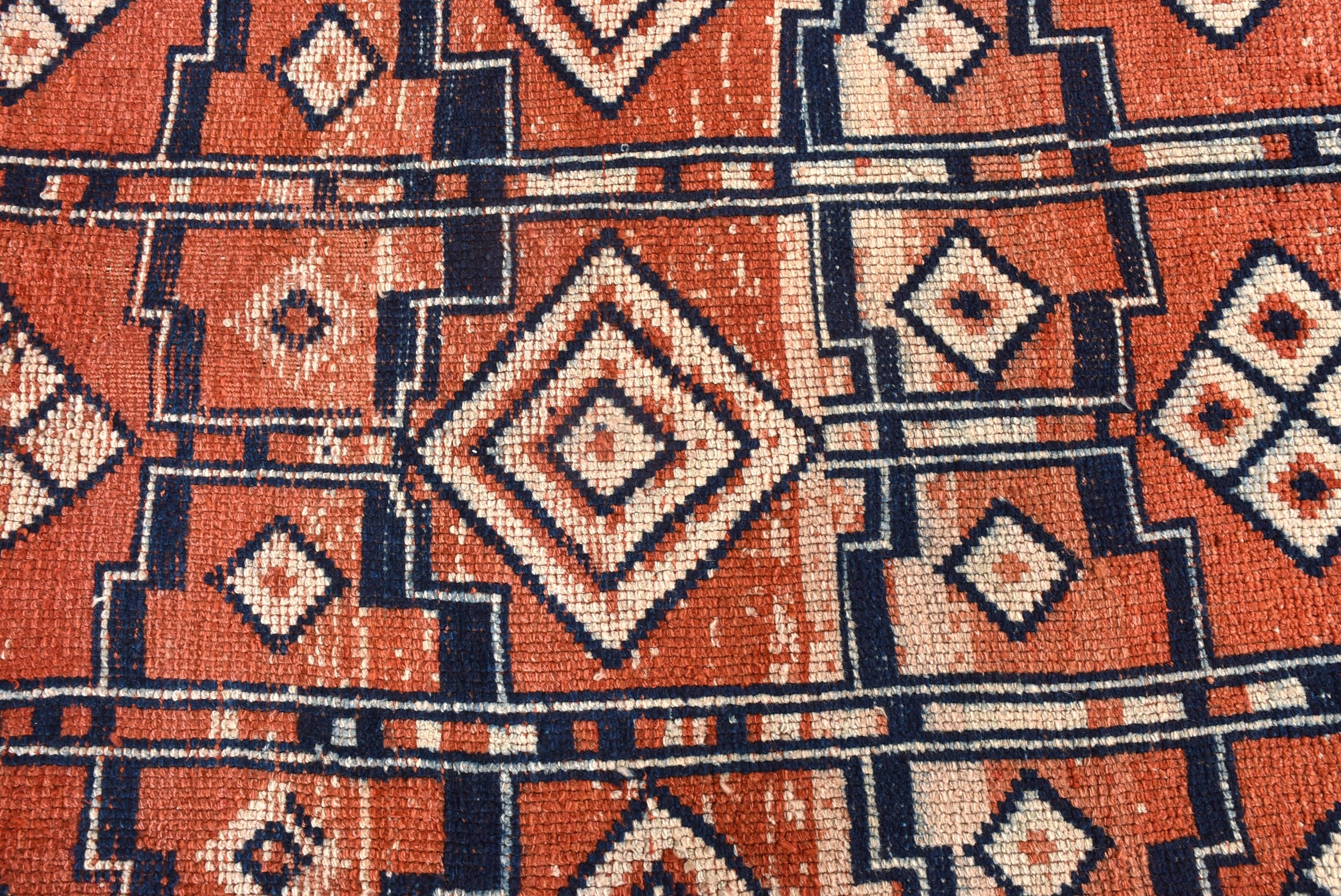 Geometrik Halılar, Vintage Halılar, 4,8x7,8 ft Alan Halıları, Turuncu Düz Dokuma Halı, Türk Halıları, Anadolu Halıları, Yer Halısı, Oturma Odası Halısı