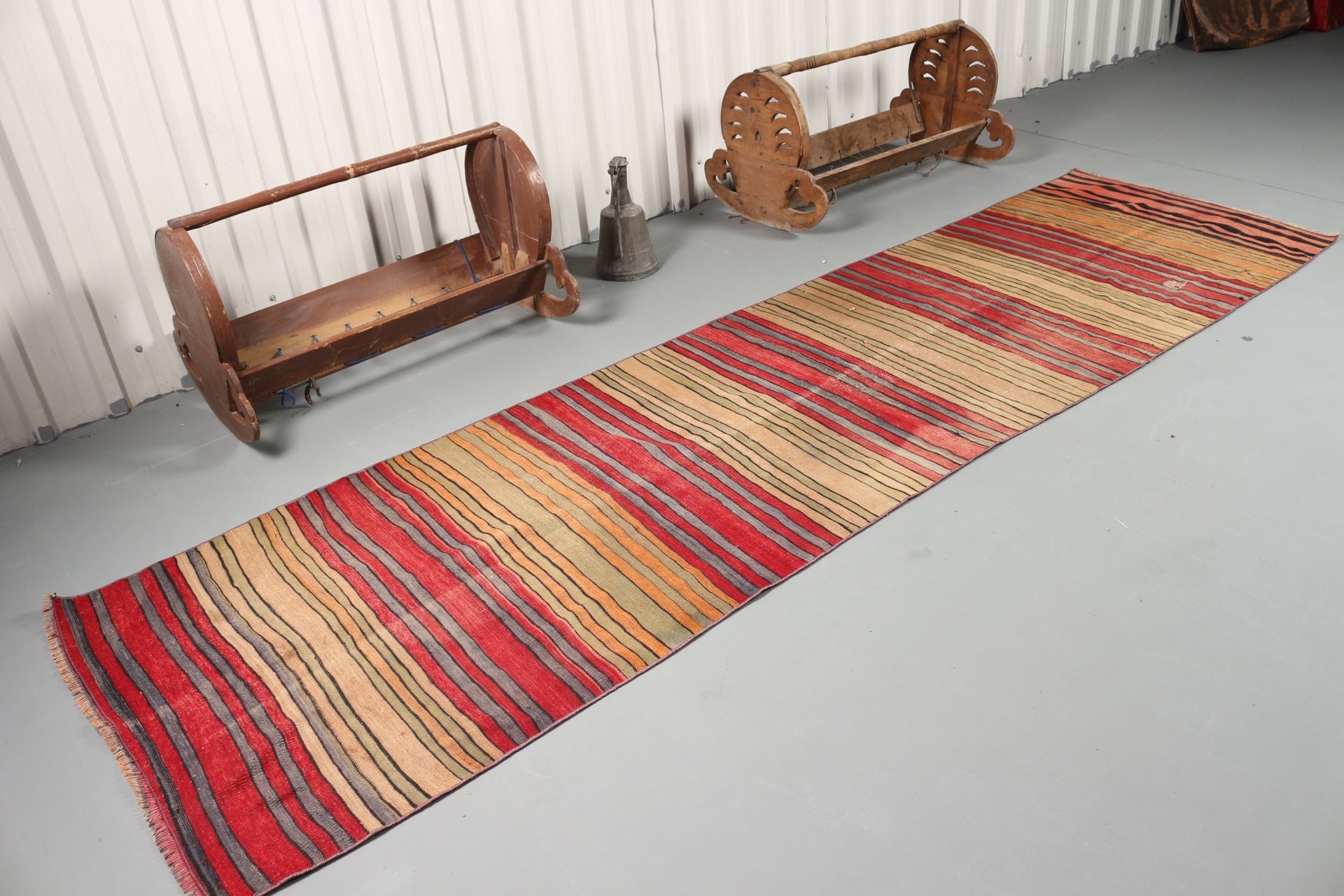 Kilim, Vintage Halılar, Kırmızı Oryantal Halı, Oryantal Halı, Koridor Halısı, Mutfak Halısı, Yurt Halıları, Türk Halısı, 3.2x11.6 ft Yolluk Halısı, Koridor Halısı