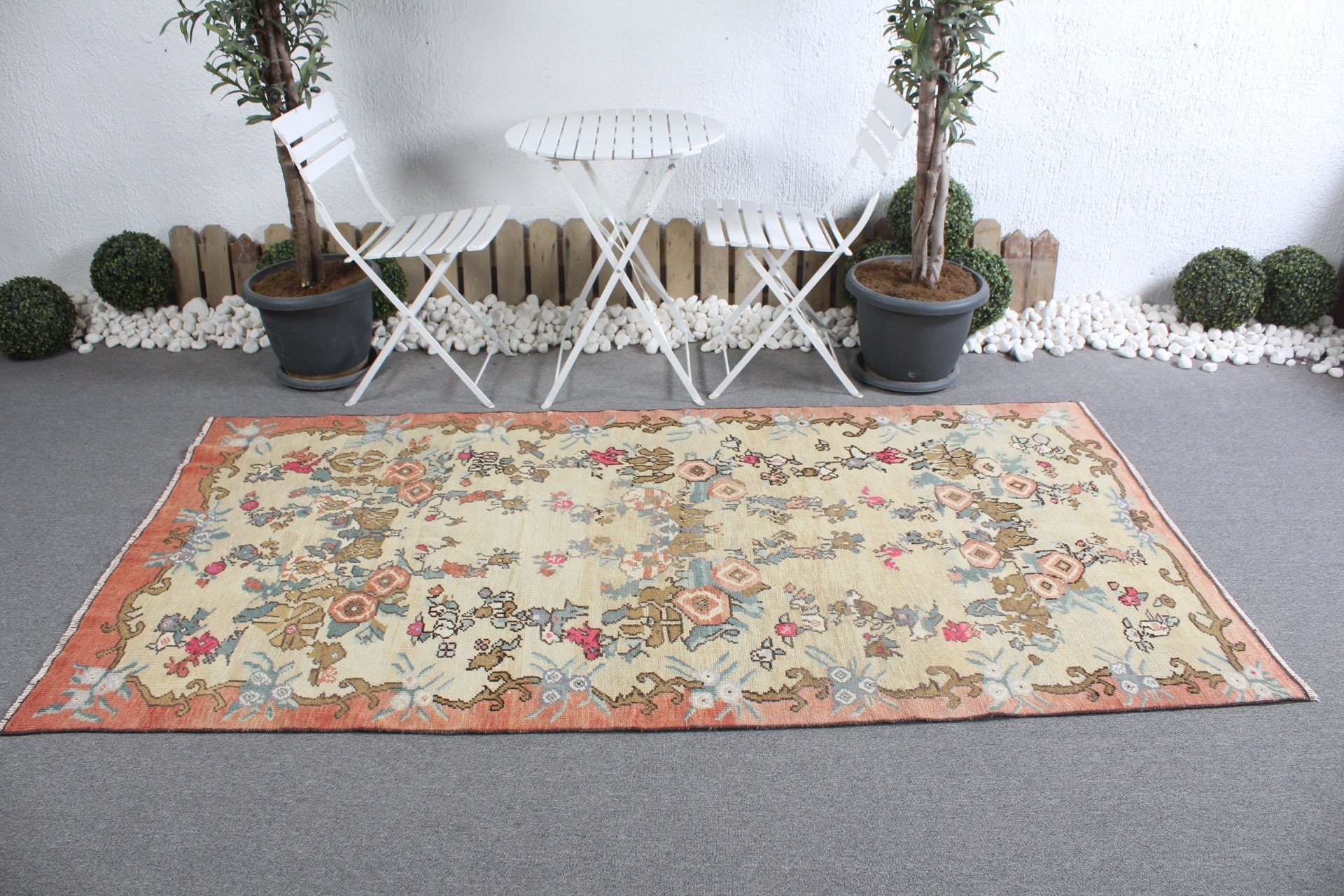 Floor Rug, Art Rugs, Bedroom Rug, Beige Kitchen Rugs, Vintage Rug, Turkish Rug, Rugs for Dining Room, 4.2x8 ft Area Rugs, Kitchen Rugs