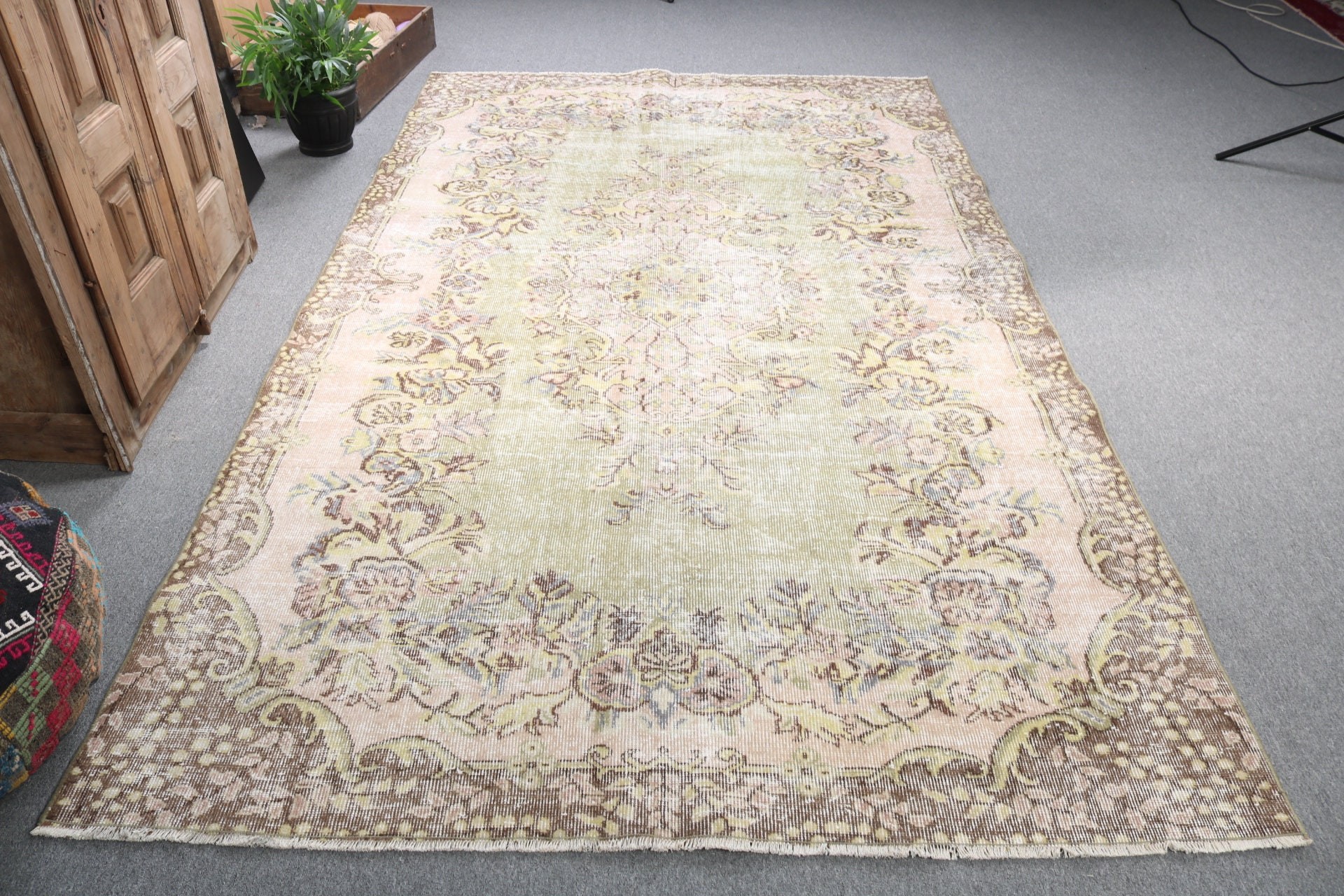 Yeşil Ev Dekor Halıları, Yatak Odası Halısı, Vintage Halılar, Fas Halıları, Yemek Odası Halısı, Oturma Odası Halıları, 5.6x9.4 ft Büyük Halı, Türk Halısı