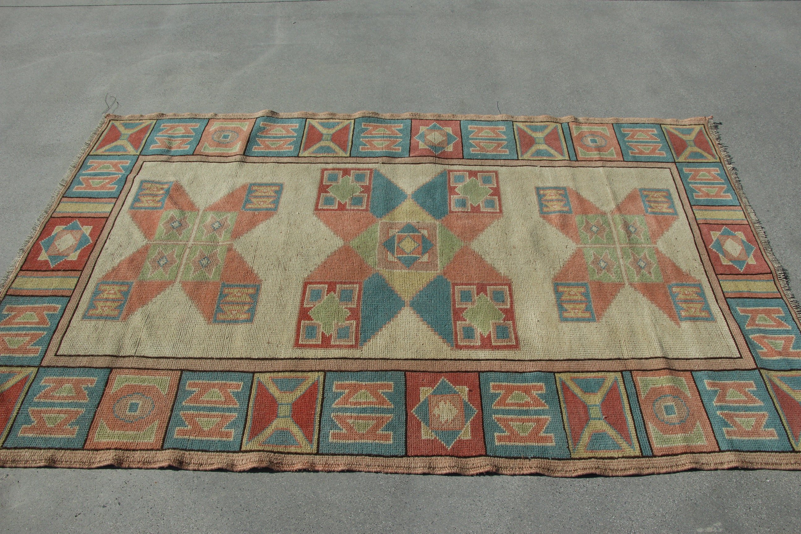 Floor Rugs, Turkish Rug, 4.1x6.6 ft Area Rug, Bedroom Rugs, Vintage Rugs, Beige Antique Rug, Cool Rug, Boho Area Rug, Tribal Rug