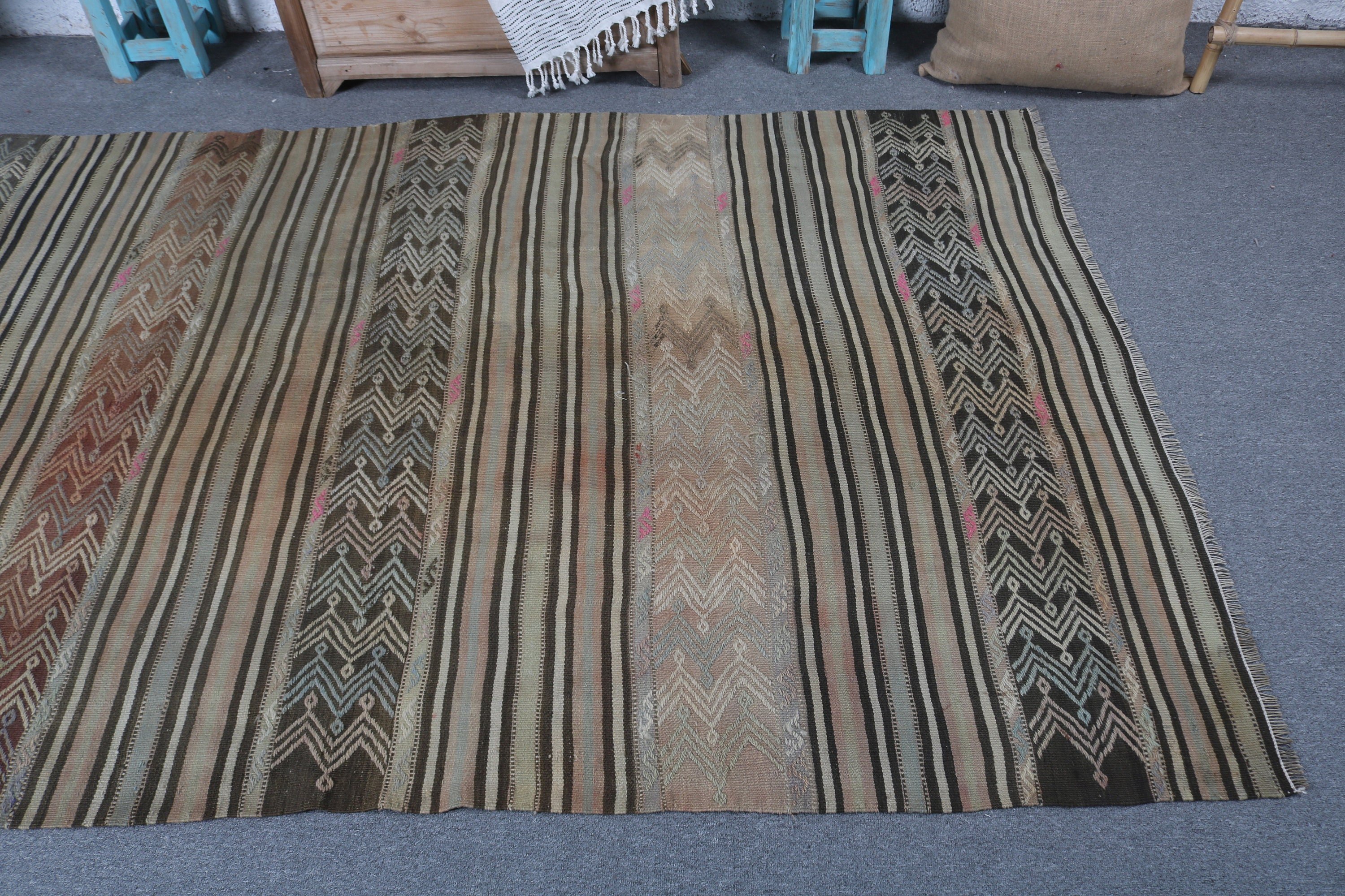 Zemin Halıları, 4.7x7.9 ft Alan Halıları, Vintage Halılar, Yeşil Mutfak Halısı, Türk Halısı, Boho Halıları, Fas Halıları, Kilim, Oturma Odası Halıları