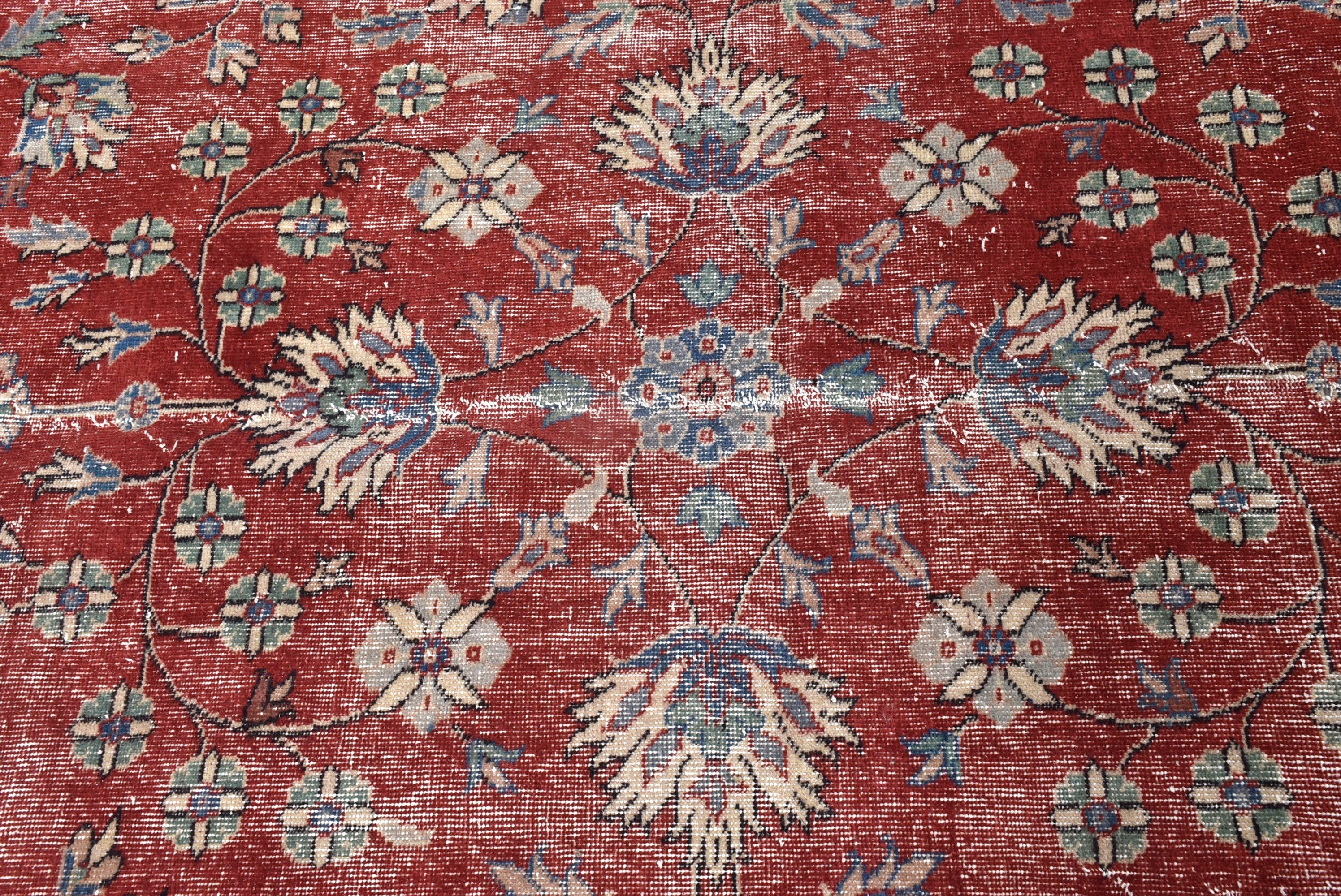 Oriental Rugs, Large Oushak Rugs, Turkish Rug, Large Vintage Rugs, Oushak Rugs, Vintage Rugs, 6.6x9.4 ft Large Rug, Red Anatolian Rugs