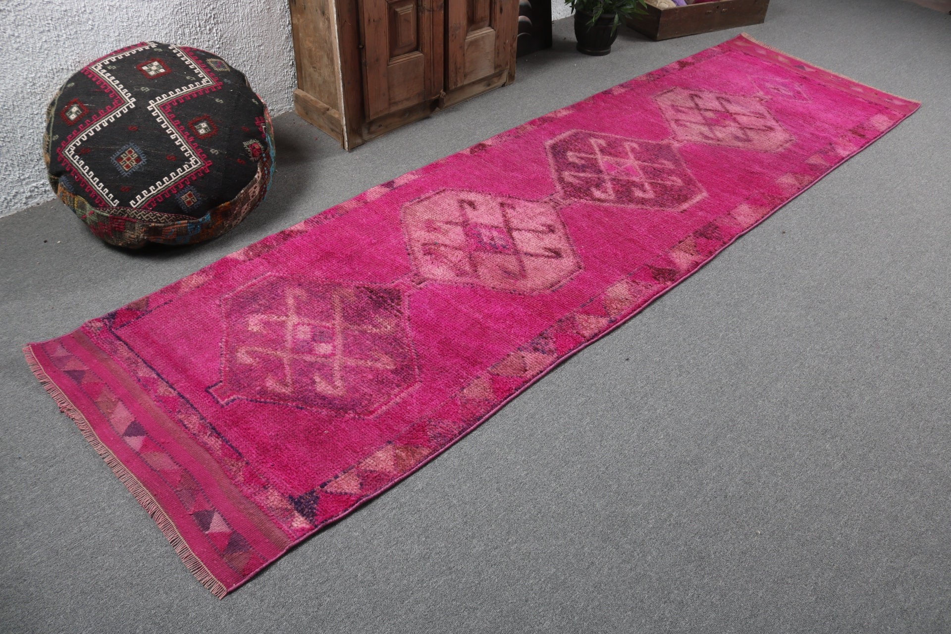 3x10.7 ft Runner Halı, Pembe Fas Halıları, Boho Halıları, Yer Halıları, Vintage Runner Halısı, Türk Halısı, Vintage Halı, Vintage Runner Halıları