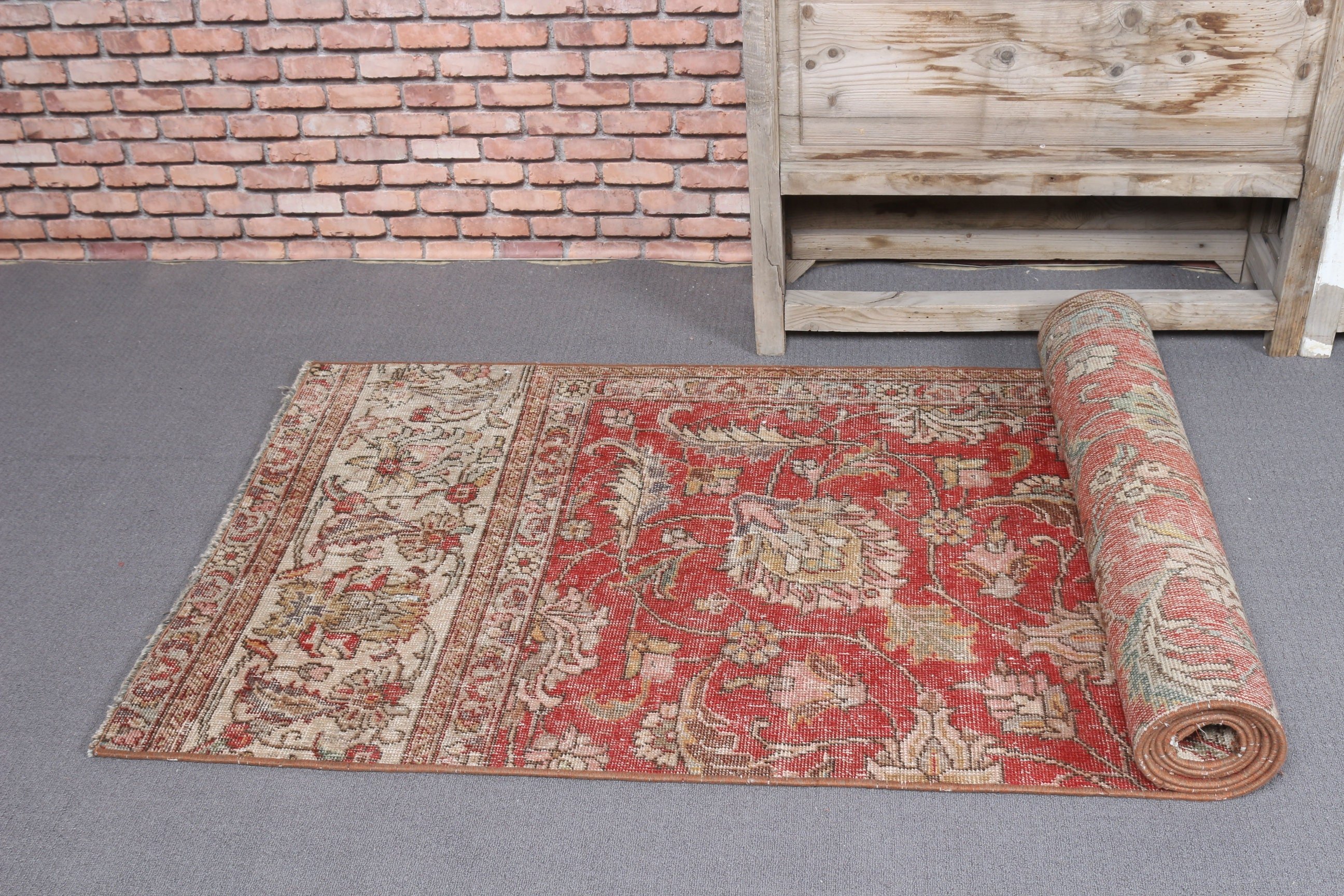 Koridor Halısı, Koşucu Halıları, Türk Halısı, Sanat Halısı, 2,7x9,9 ft Runner Halıları, Vintage Halı, Oryantal Halı, Kırmızı Ev Dekor Halıları, Ev Dekor Halısı