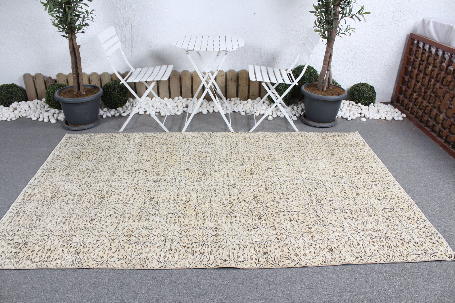 Bedroom Rug, Living Room Rug, Moroccan Rug, Vintage Rug, Turkish Rug, Oushak Rug, Beige Oushak Rug, Custom Rugs, 5x8.2 ft Large Rugs