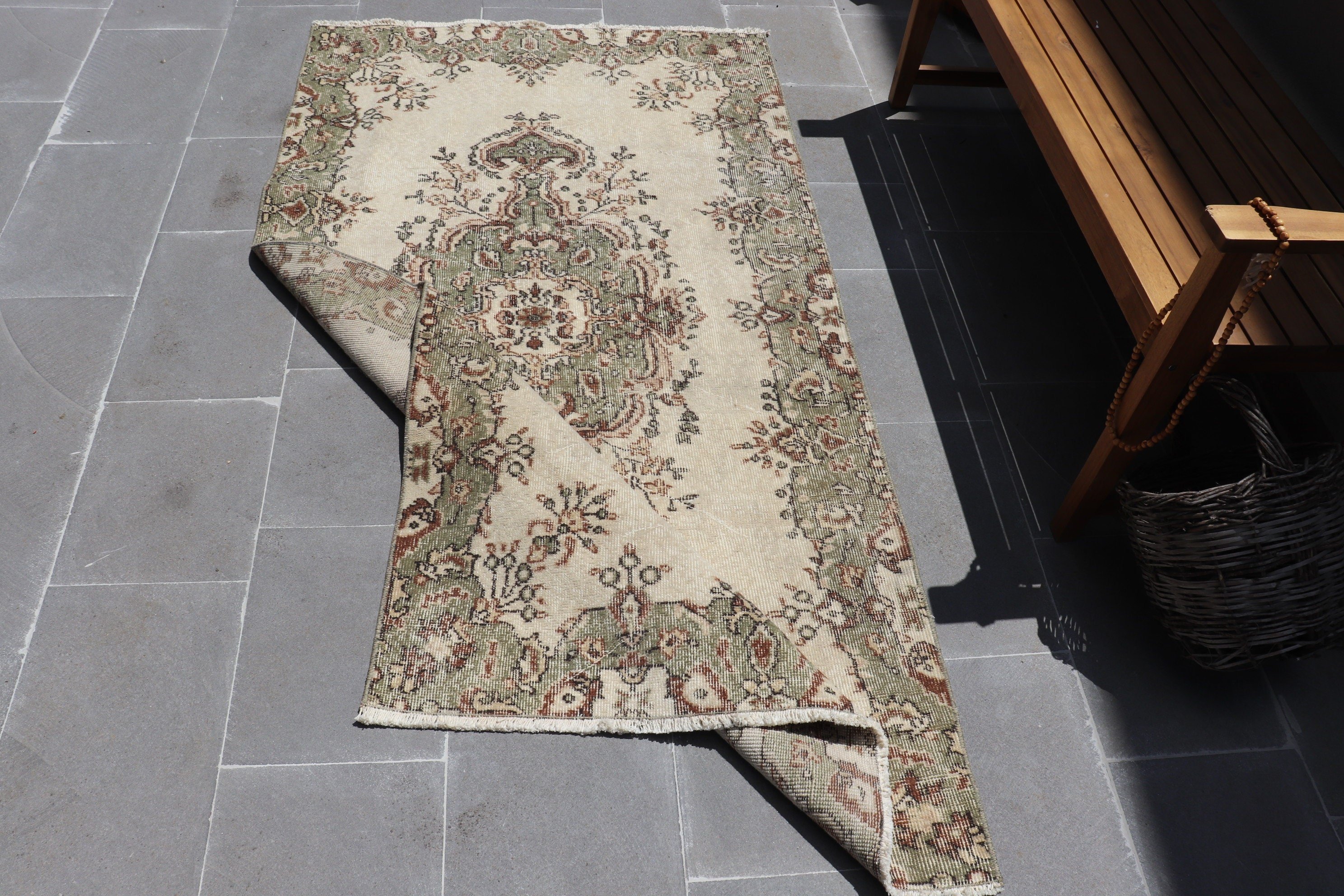 Wool Rugs, Cool Rug, Turkish Rug, Rugs for Dining Room, Vintage Rugs, 3.6x6.7 ft Area Rug, Turkey Rug, Kitchen Rug, Beige Bedroom Rug