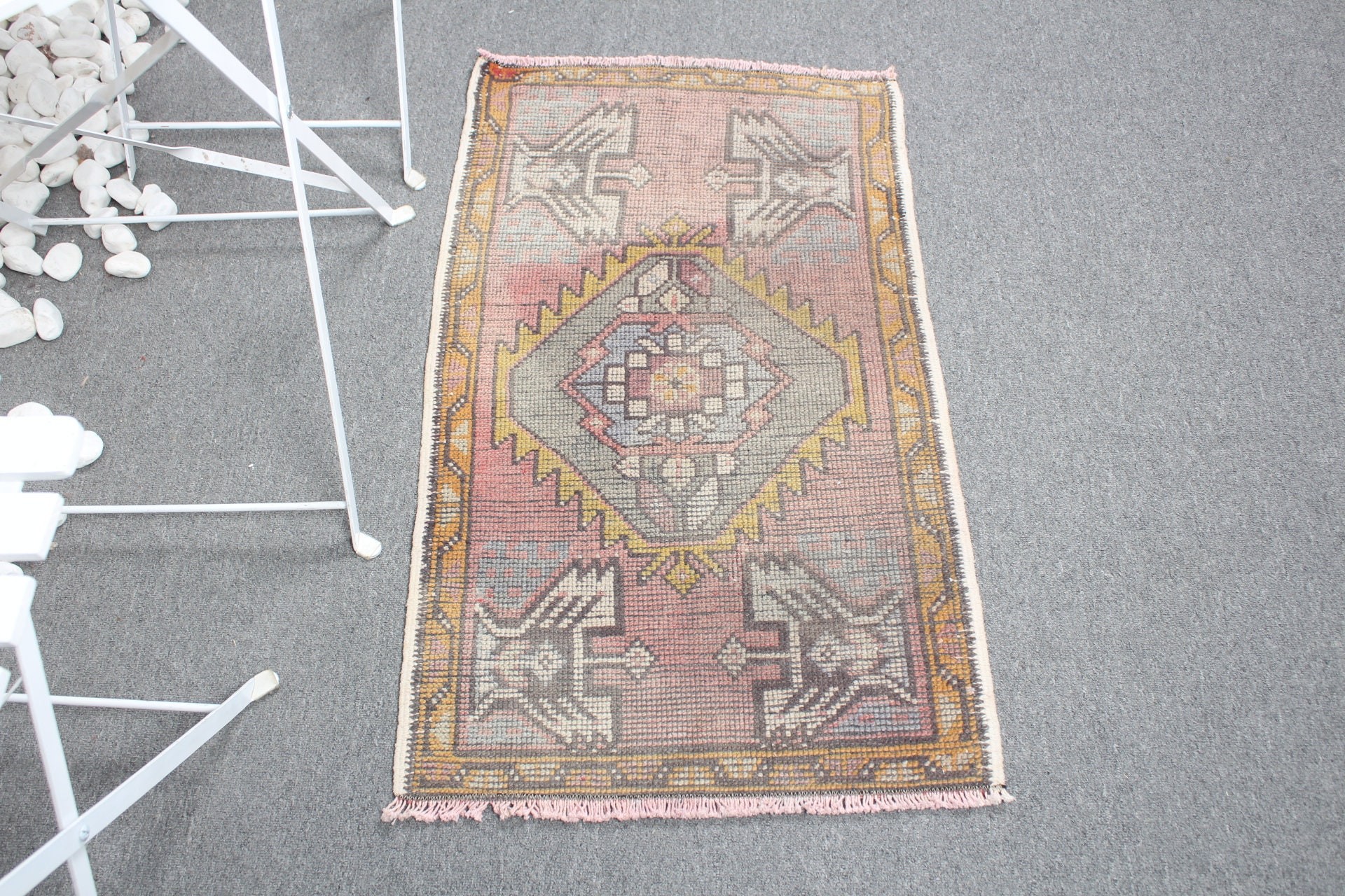 1.8x3 ft Small Rug, Turkish Rug, Vintage Rug, Entry Rug, Old Rug, Rugs for Entry, Anatolian Rug, Car Mat Rug, Antique Rug, Pink Bedroom Rug