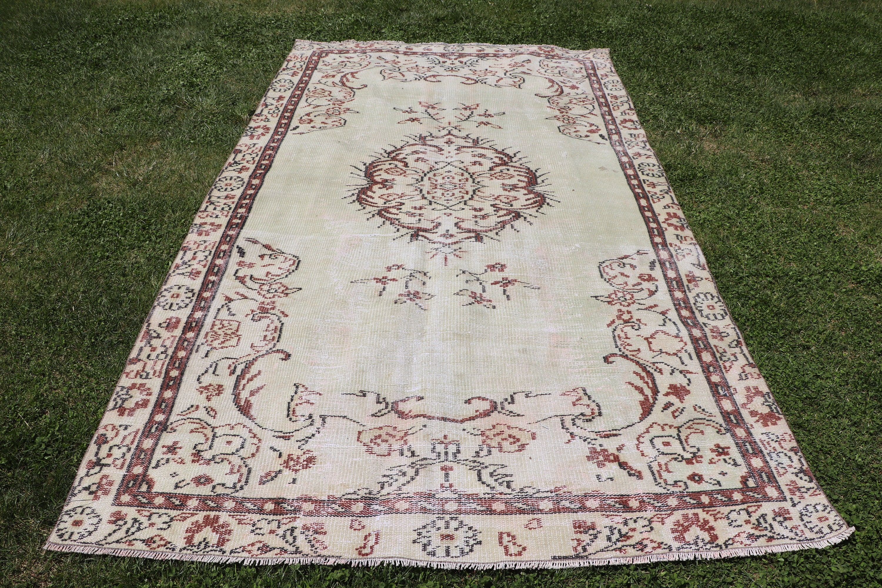 Türk Halısı, Lüks Halı, Vintage Halılar, 5x8,8 ft Büyük Halılar, Ofis Halısı, Büyük Boho Halıları, Yeşil Yatak Odası Halısı, Yatak Odası Halısı, Büyük Oushak Halıları