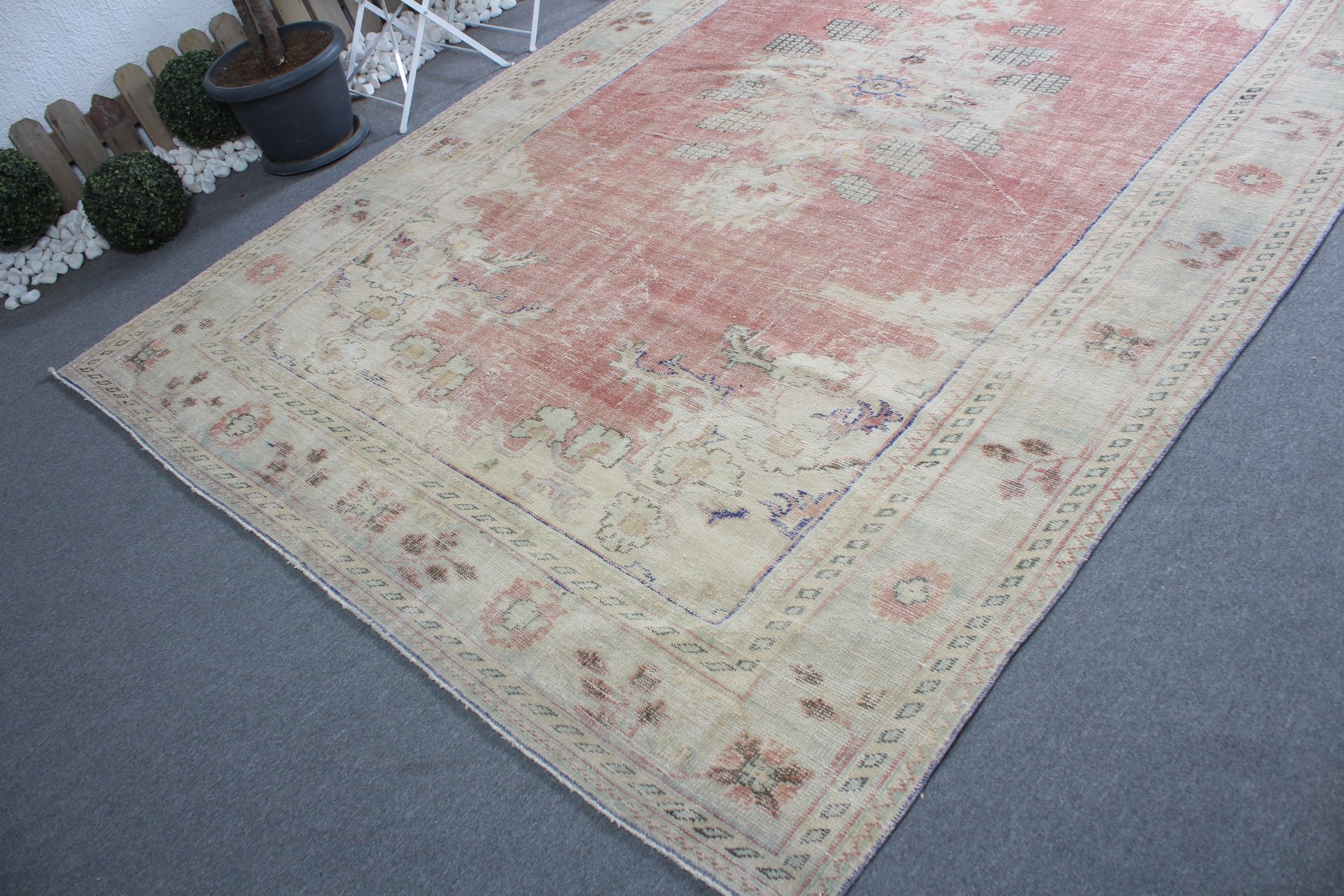 Bedroom Rug, Living Room Rug, Boho Rug, 7.4x11.8 ft Oversize Rugs, Oriental Rug, Beige Oushak Rug, Vintage Rugs, Turkish Rugs, Saloon Rugs