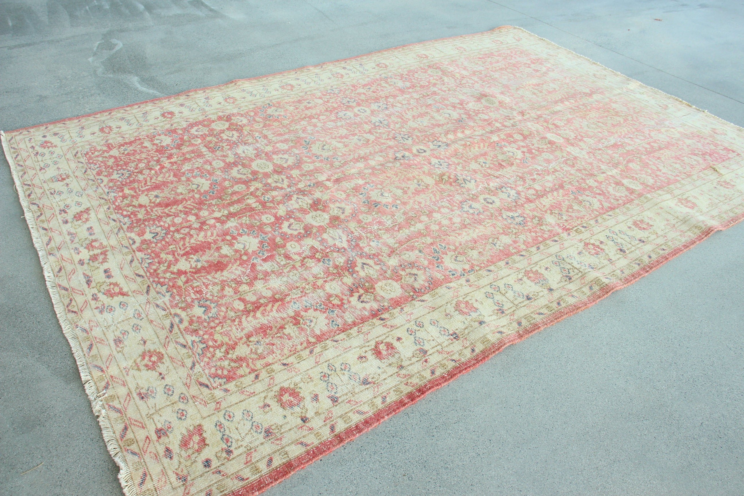 Vintage Rugs, Geometric Rugs, Turkish Rugs, Oversize Turkish Rugs, Living Room Rug, Red Moroccan Rug, Boho Rug, 8x10.1 ft Oversize Rugs