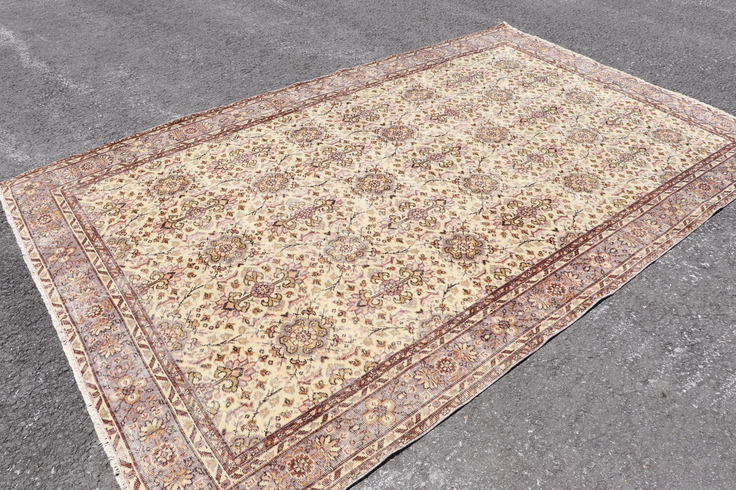 6.5x10 ft Large Rug, Turkish Rugs, Floor Rug, Vintage Rug, Rugs for Bedroom, Living Room Rug, Brown Oriental Rug, Salon Rug, Moroccan Rug