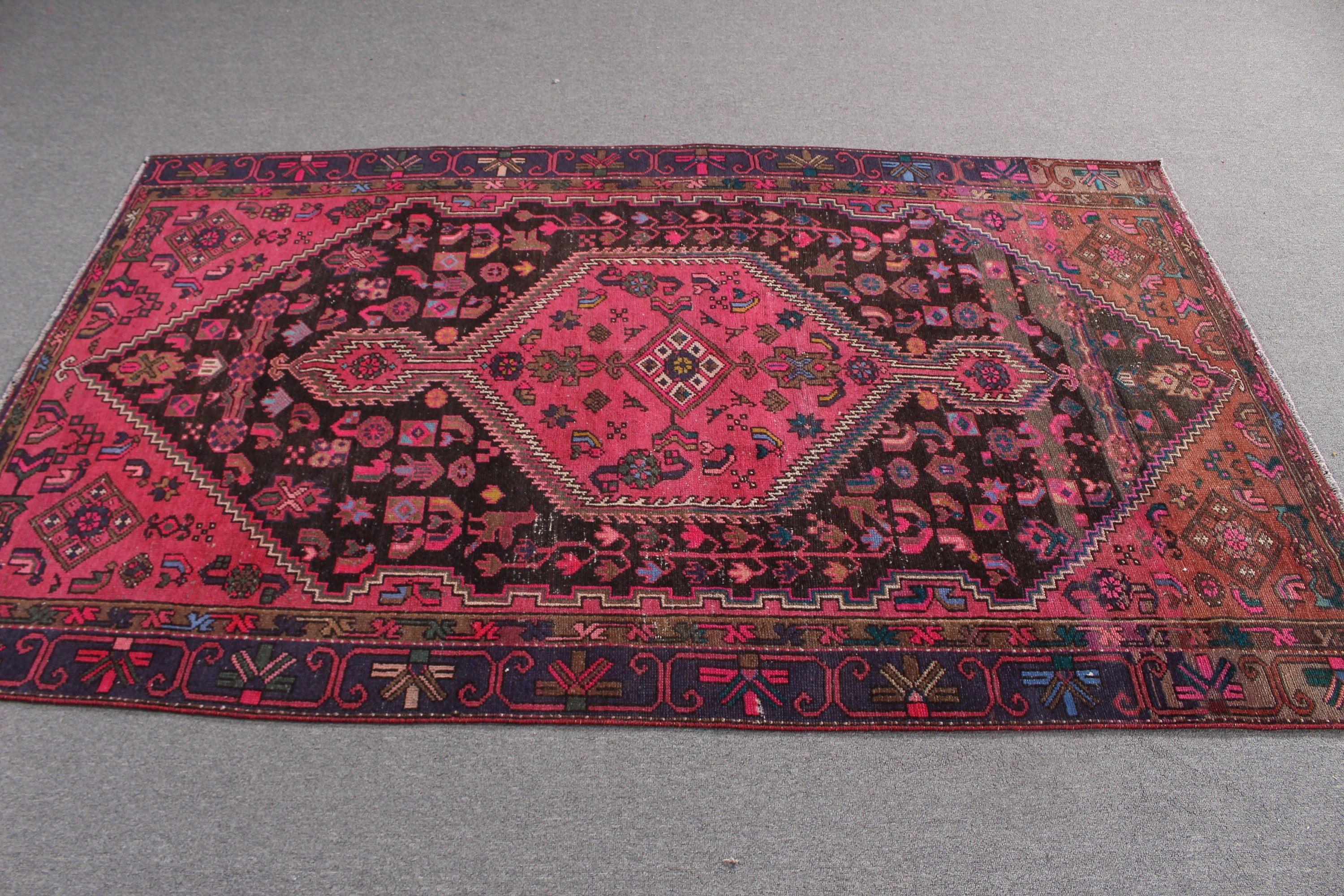 Turkish Rugs, Indoor Rugs, Pink Antique Rugs, Neutral Rug, Anatolian Rugs, Vintage Area Rugs, 4.5x7.1 ft Area Rug, Vintage Rugs, Floor Rug