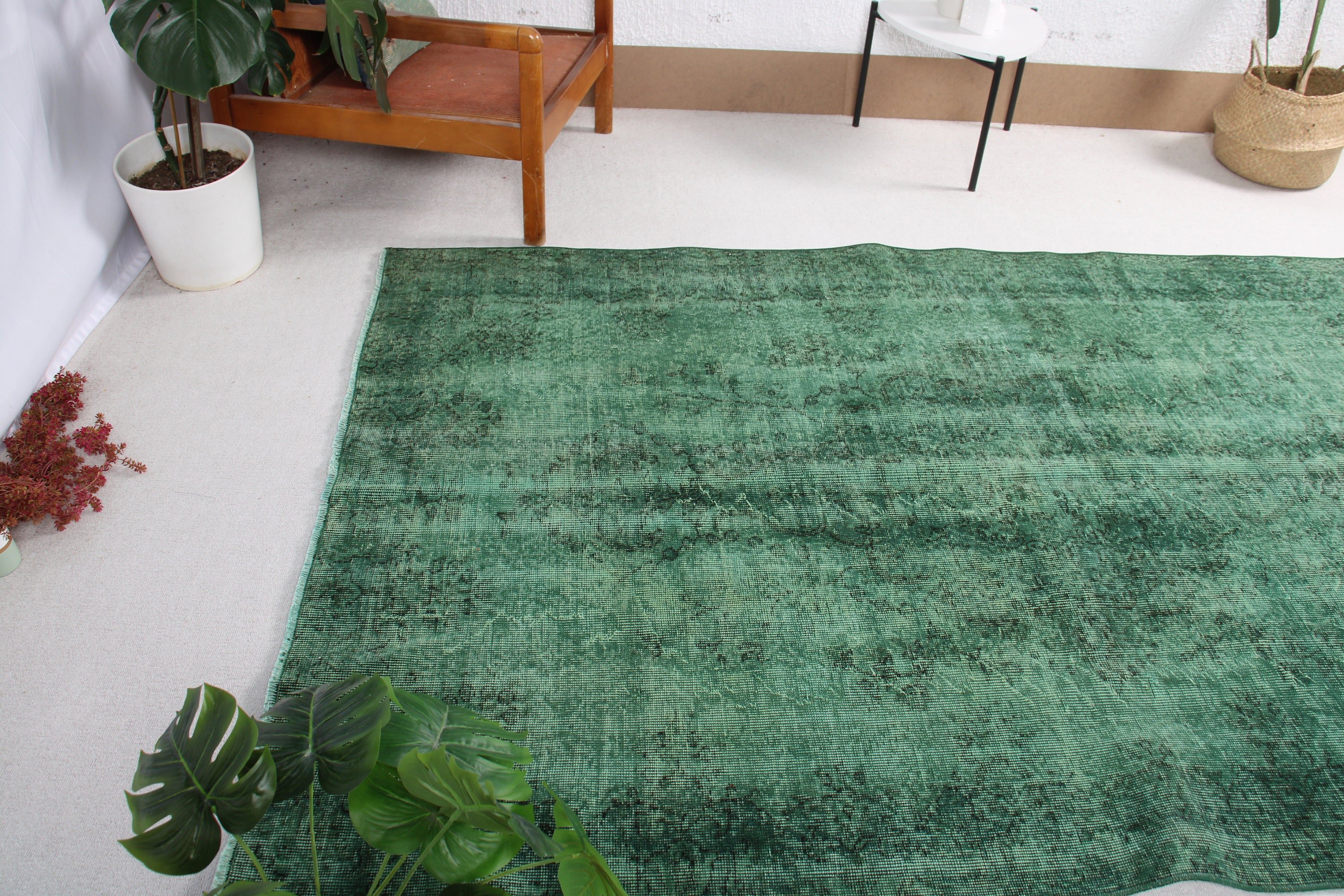 Vintage Rug, Green  5.2x7.9 ft Large Rugs, Anatolian Rug, Cool Rugs, Living Room Rug, Turkish Rugs, Dining Room Rugs