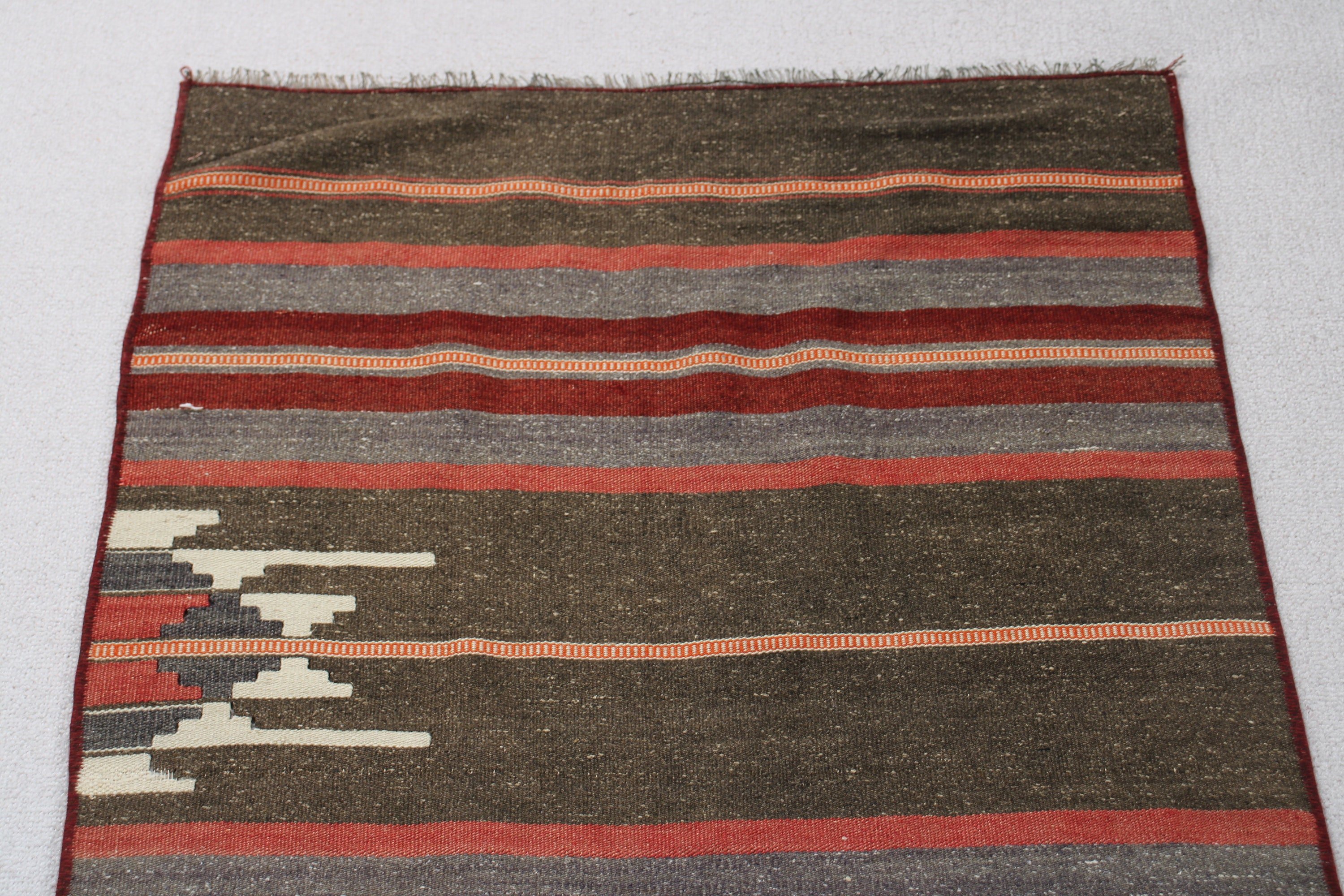 2.2x9.8 ft Runner Rugs, Red Geometric Rug, Rugs for Runner, Corridor Rug, Vintage Rug, Home Decor Rug, Turkish Rugs, Kilim, Neutral Rugs