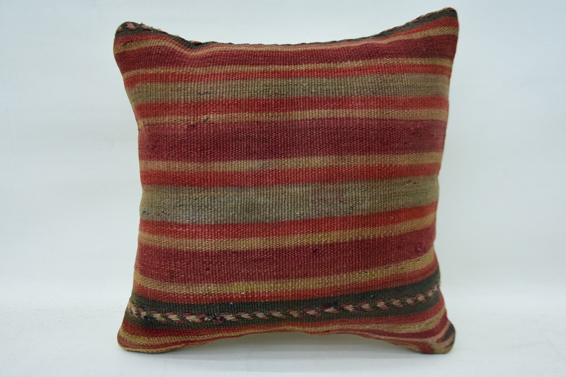 14"x14" Red Cushion Cover, Ethnical Kilim Rug Pillow, Boho Pillow Sham Cover, Pastel Pillow, Ethnic Pillow Sham, Home Decor Pillow