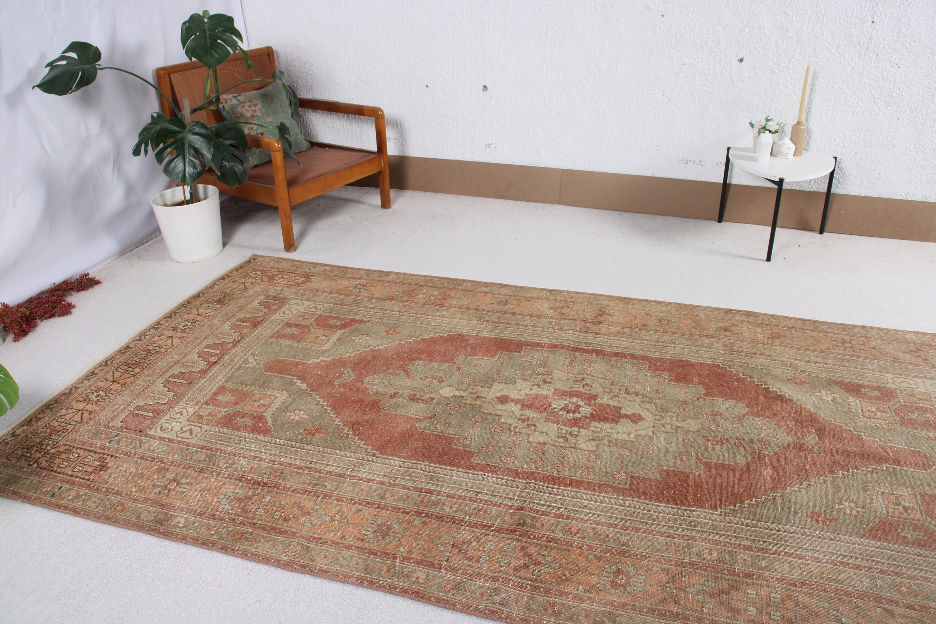 Nötr Halı, 5x10,1 ft Büyük Halılar, Antika Halılar, Yatak Odası Halıları, Türk Halıları, Dekoratif Halı, Büyük Boho Halı, Yeşil Modern Halı, Vintage Halılar