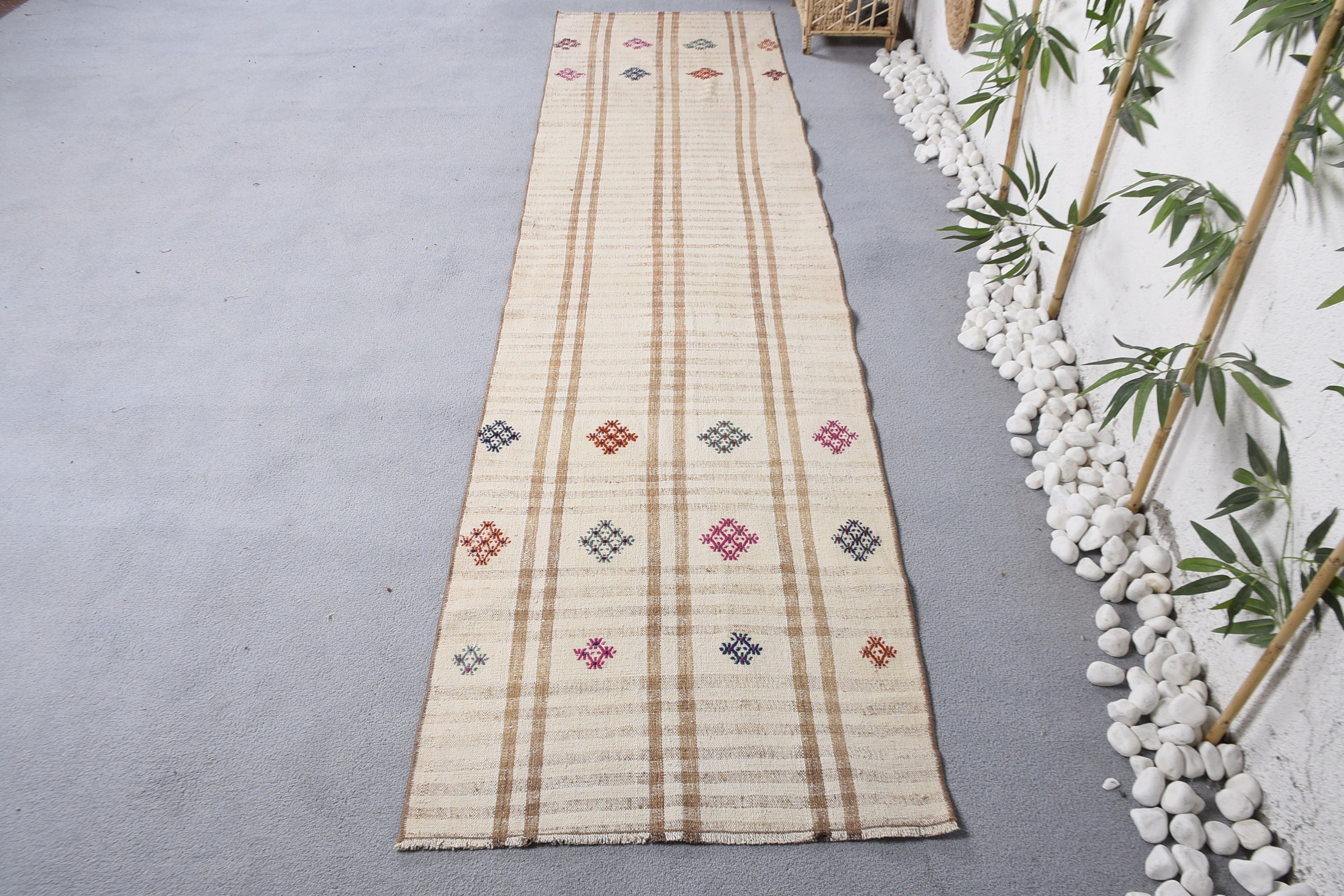 Beni Ourain Runner için Halılar, Lüks Halı, 2,3x9,8 ft Runner Halısı, Kahverengi Havalı Halılar, Vintage Halılar, Anadolu Halısı, Türk Halıları, Koridor Halısı