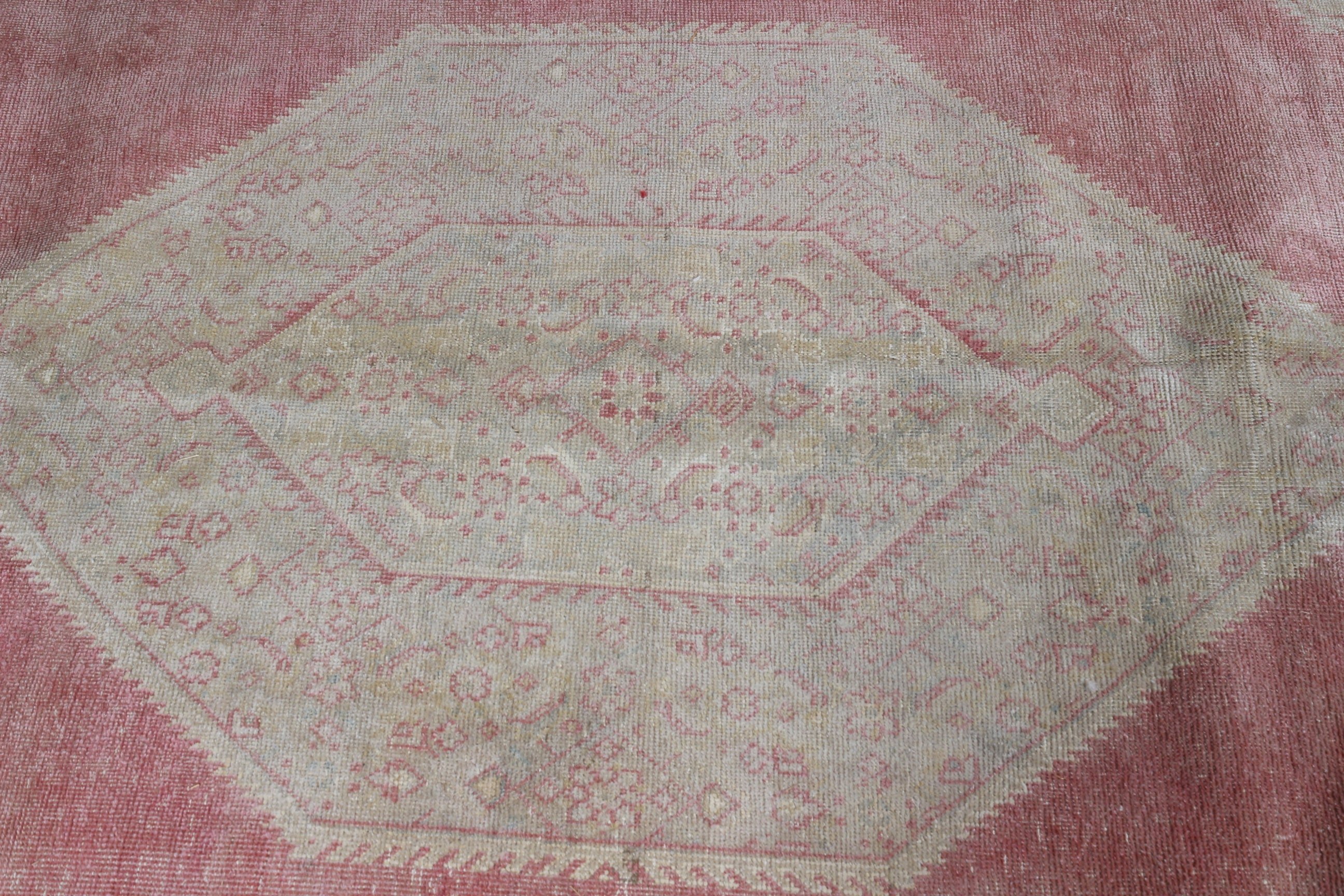 Türk Halısı, Eski Halı, Vintage Halı, Oushak Halısı, Bej 7.9x11.2 ft Büyük Boy Halı, Yemek Odası Halıları, Havalı Halı, Salon Halısı