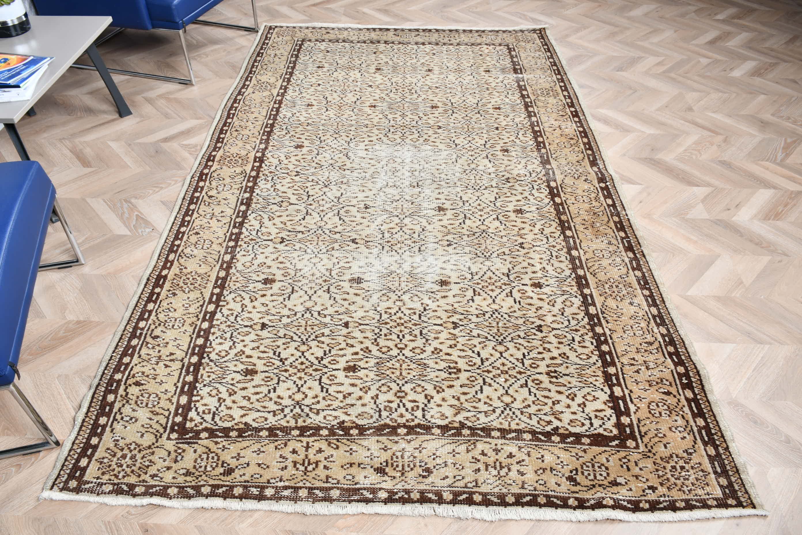 Vintage Halı, Türk Halısı, Ev Dekorasyonu Halısı, Yemek Odası Halısı, Fas Halısı, Boho Halısı, Salon Halısı, Bej 5.2x8.9 ft Büyük Halı