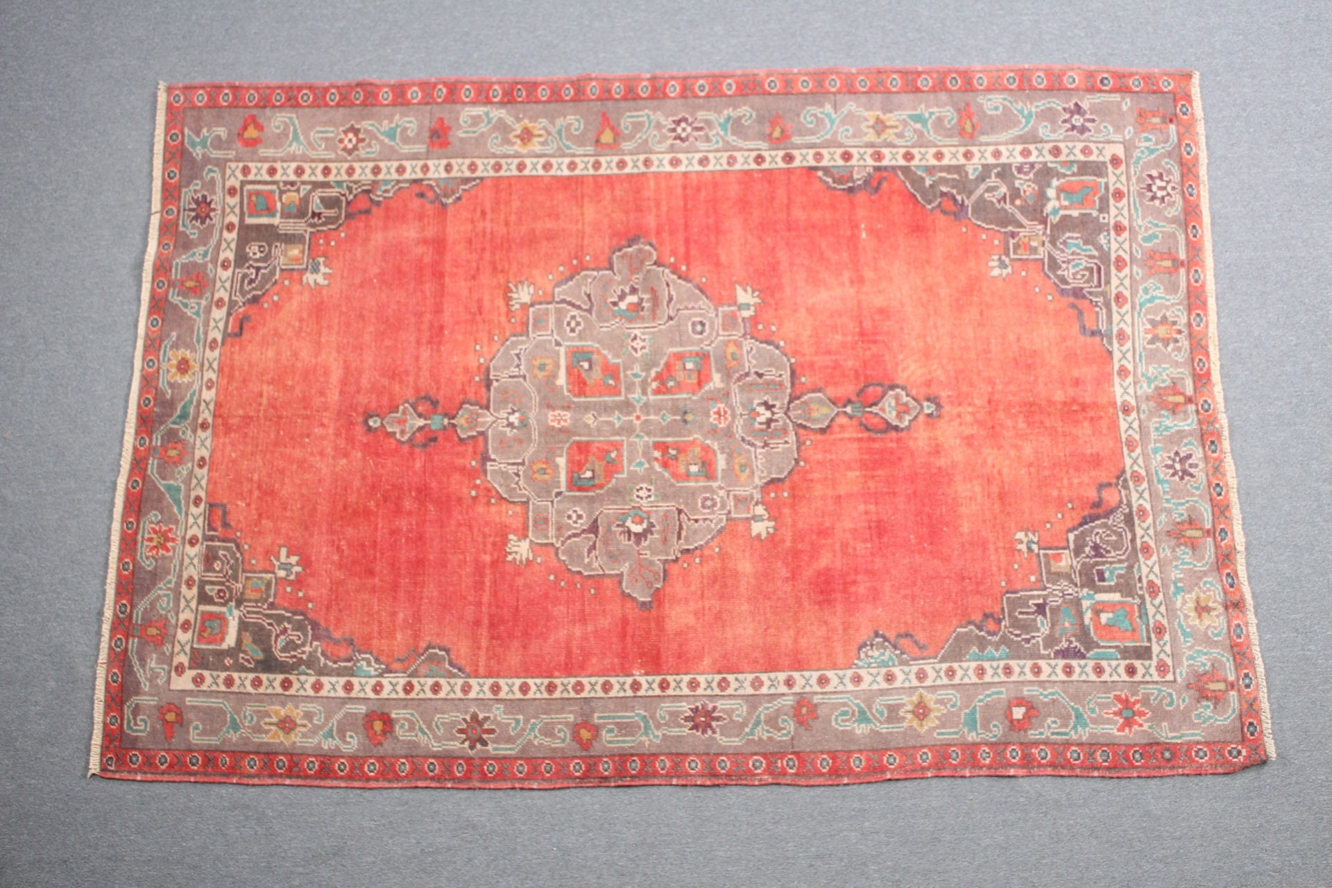 Bedroom Rugs, Turkish Rugs, Muted Rug, Antique Rug, 5.4x8.2 ft Large Rugs, Home Decor Rugs, Dining Room Rug, Red Floor Rug, Vintage Rugs