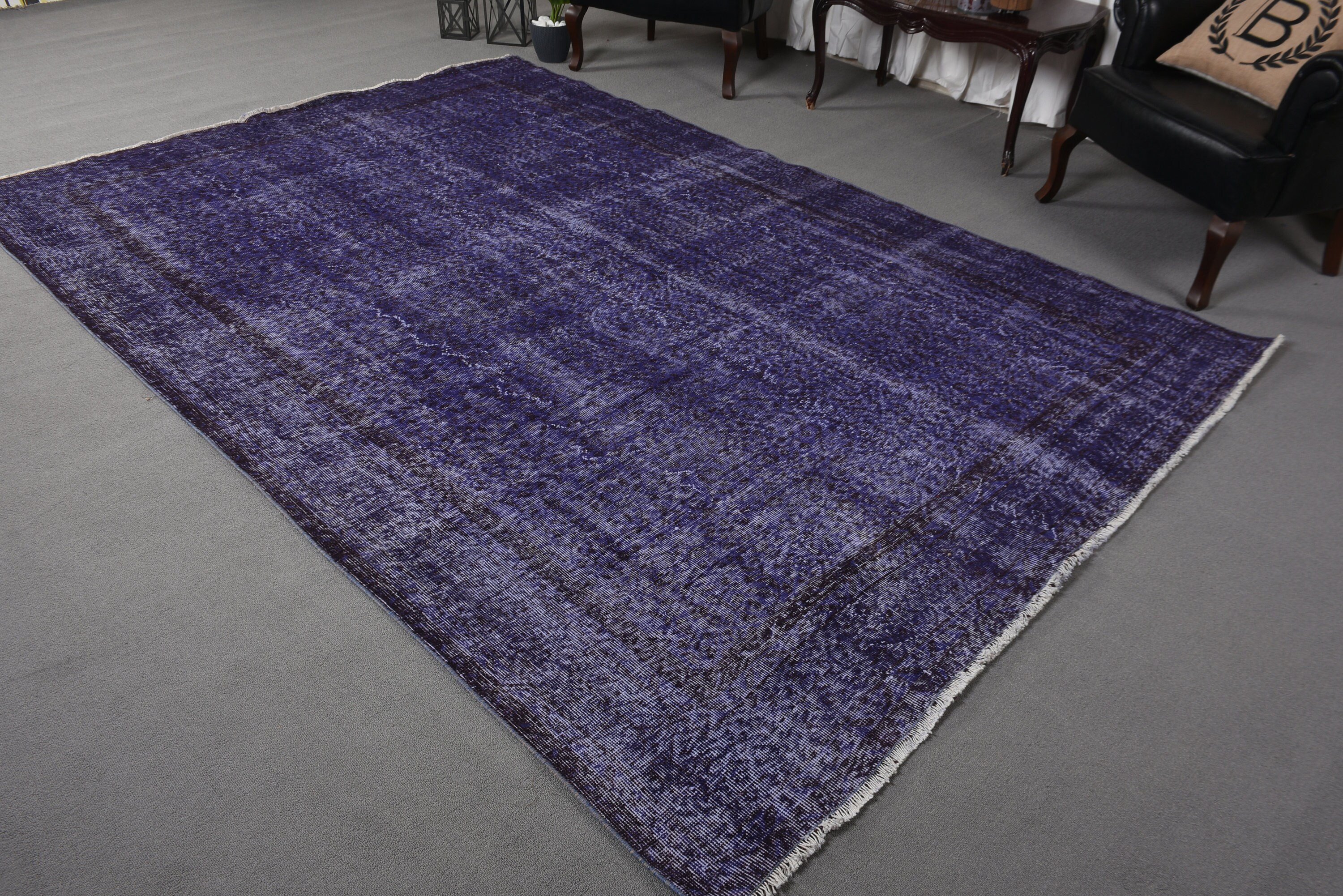 Luxury Rug, Handwoven Rug, 6.8x10 ft Large Rug, Modern Rug, Salon Rugs, Purple Handwoven Rug, Turkish Rug, Large Oushak Rugs, Vintage Rug