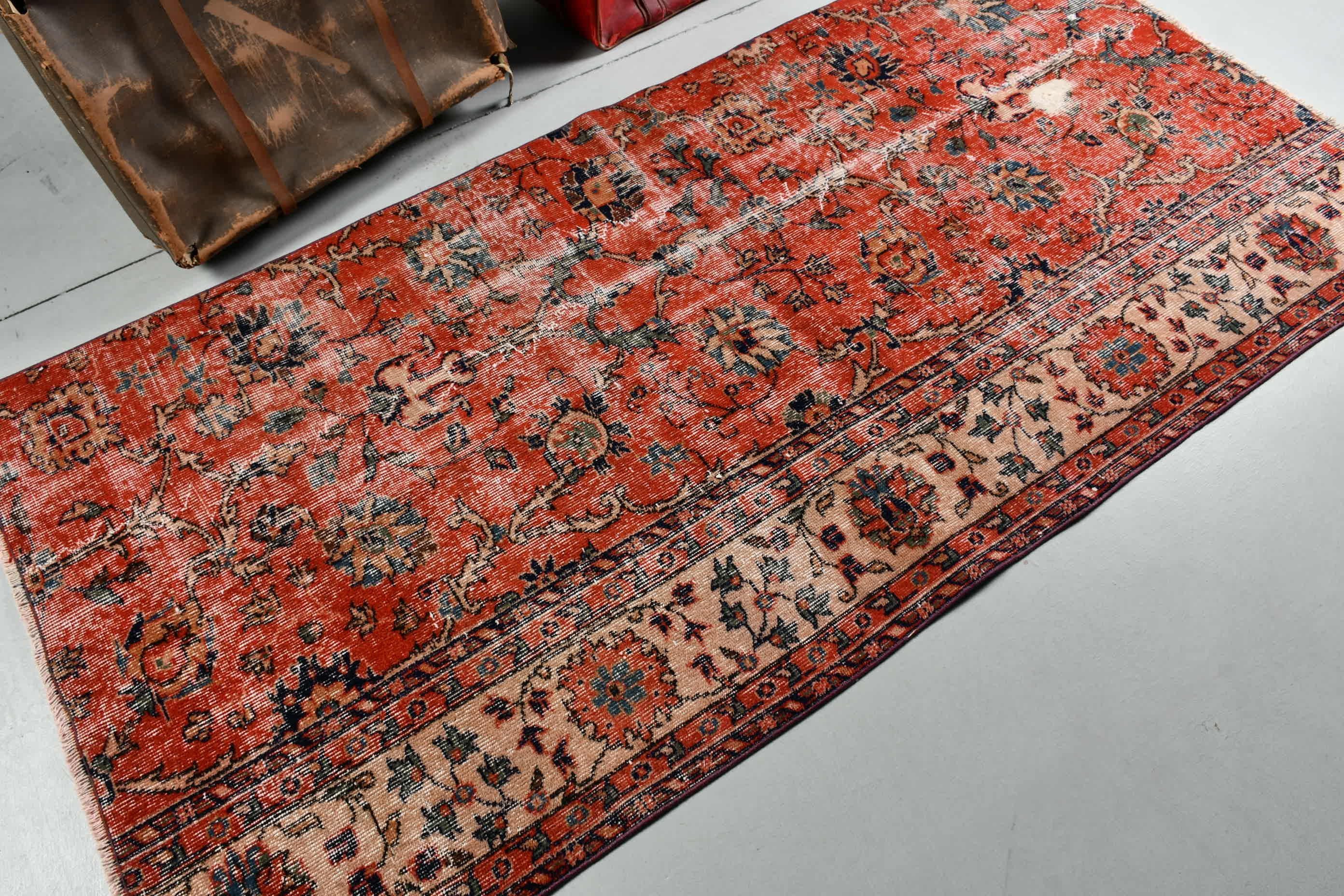 Nursery Rug, Bohemian Rug, 3.7x7.7 ft Area Rug, Oriental Rug, Turkish Rug, Vintage Rugs, Home Decor Rug, Red Floor Rug, Rugs for Nursery