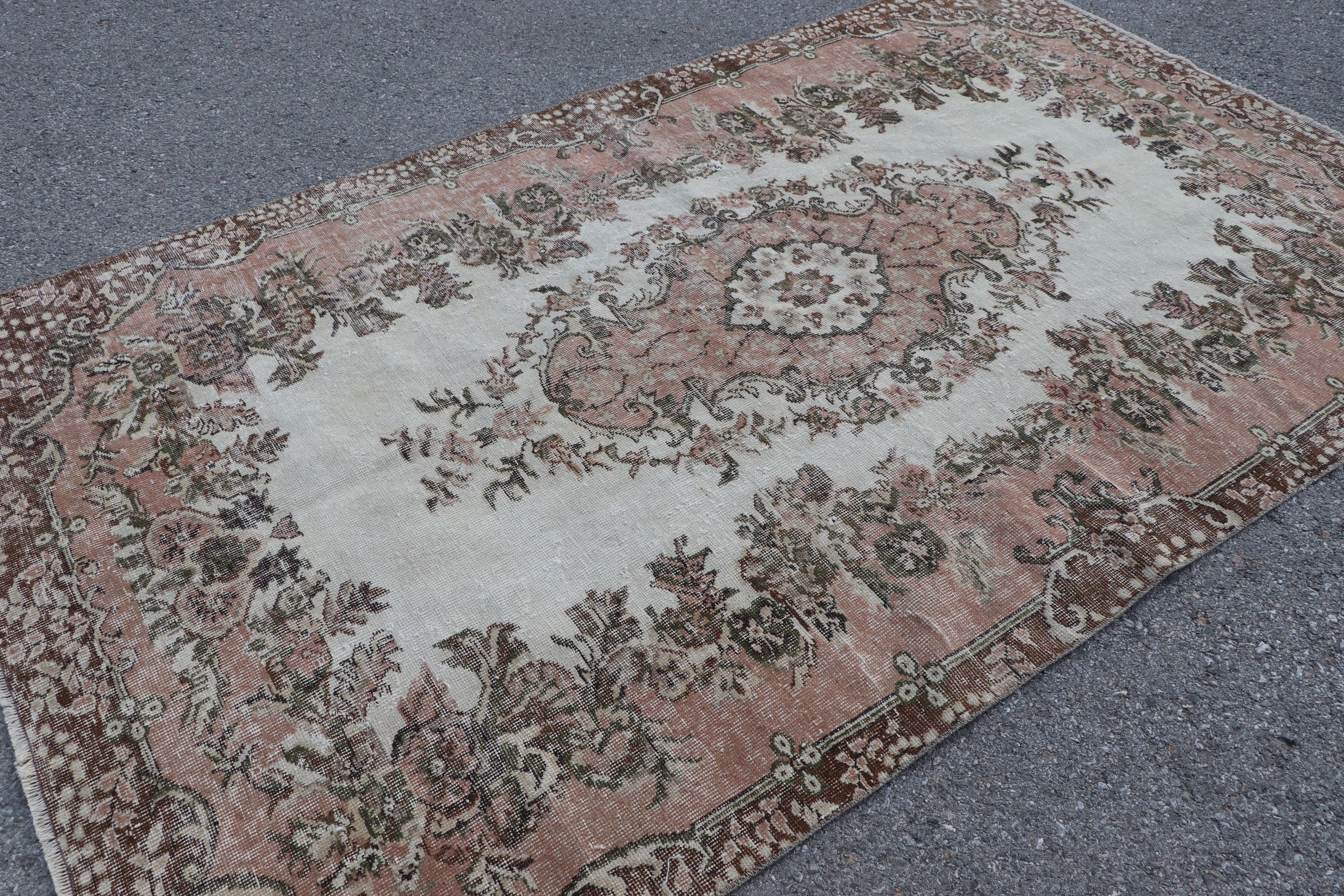 Pastel Rug, Dining Room Rug, Floor Rugs, Turkish Rug, Vintage Rug, Beige  5.5x8.9 ft Large Rug, Living Room Rug