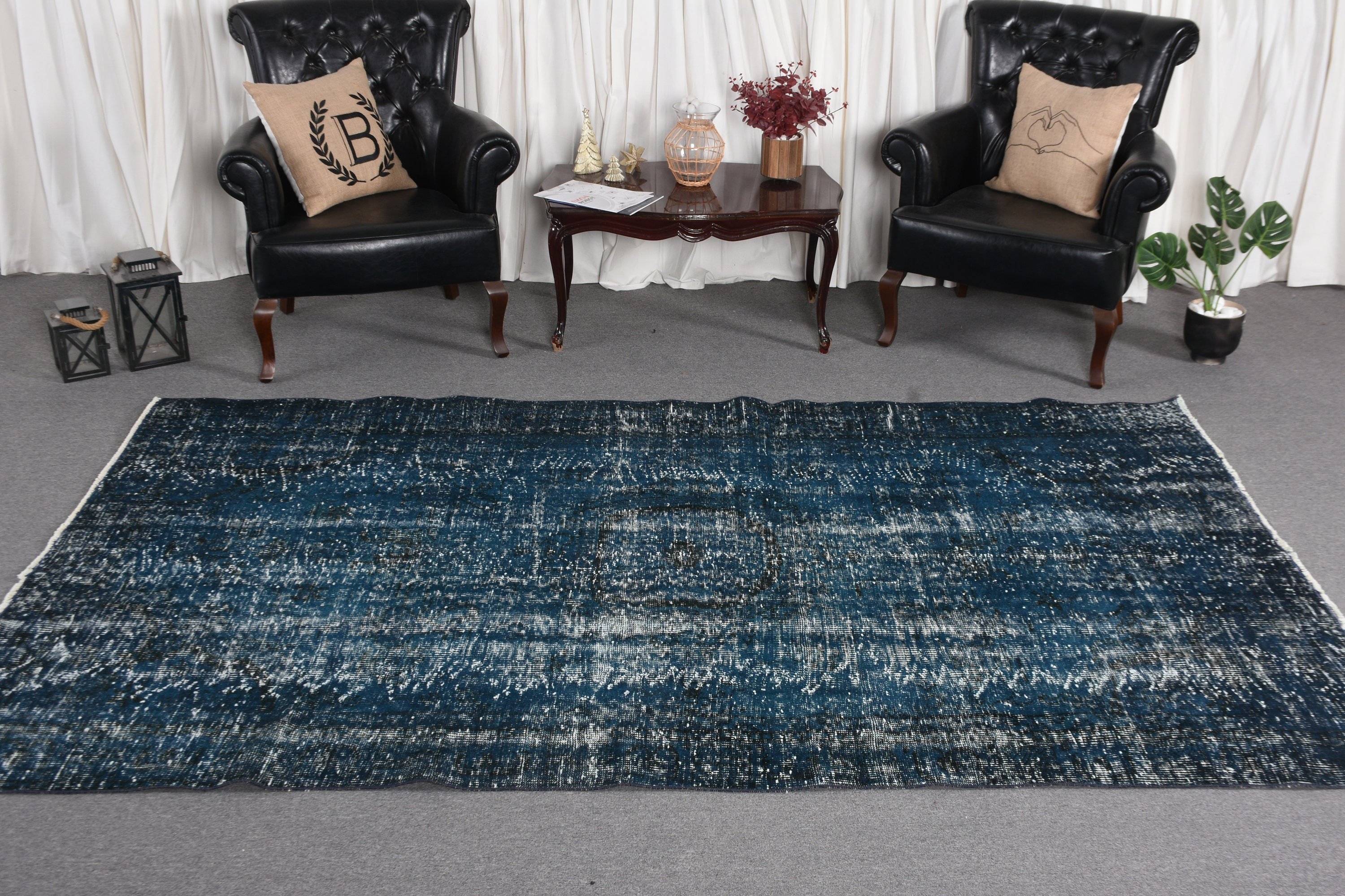 Blue Anatolian Rug, Art Rugs, Vintage Rug, Turkish Rug, Bedroom Rug, Antique Rugs, Living Room Rug, 5.8x9.6 ft Large Rug, Anatolian Rug