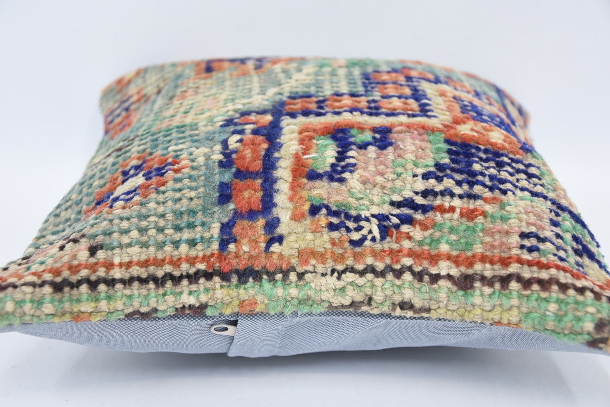 Kilim Cushion Sham, Kilim Pillow Cover, Throw Kilim Pillow, Decorative Throw Pillow Case, 12"x12" Blue Pillow Cover