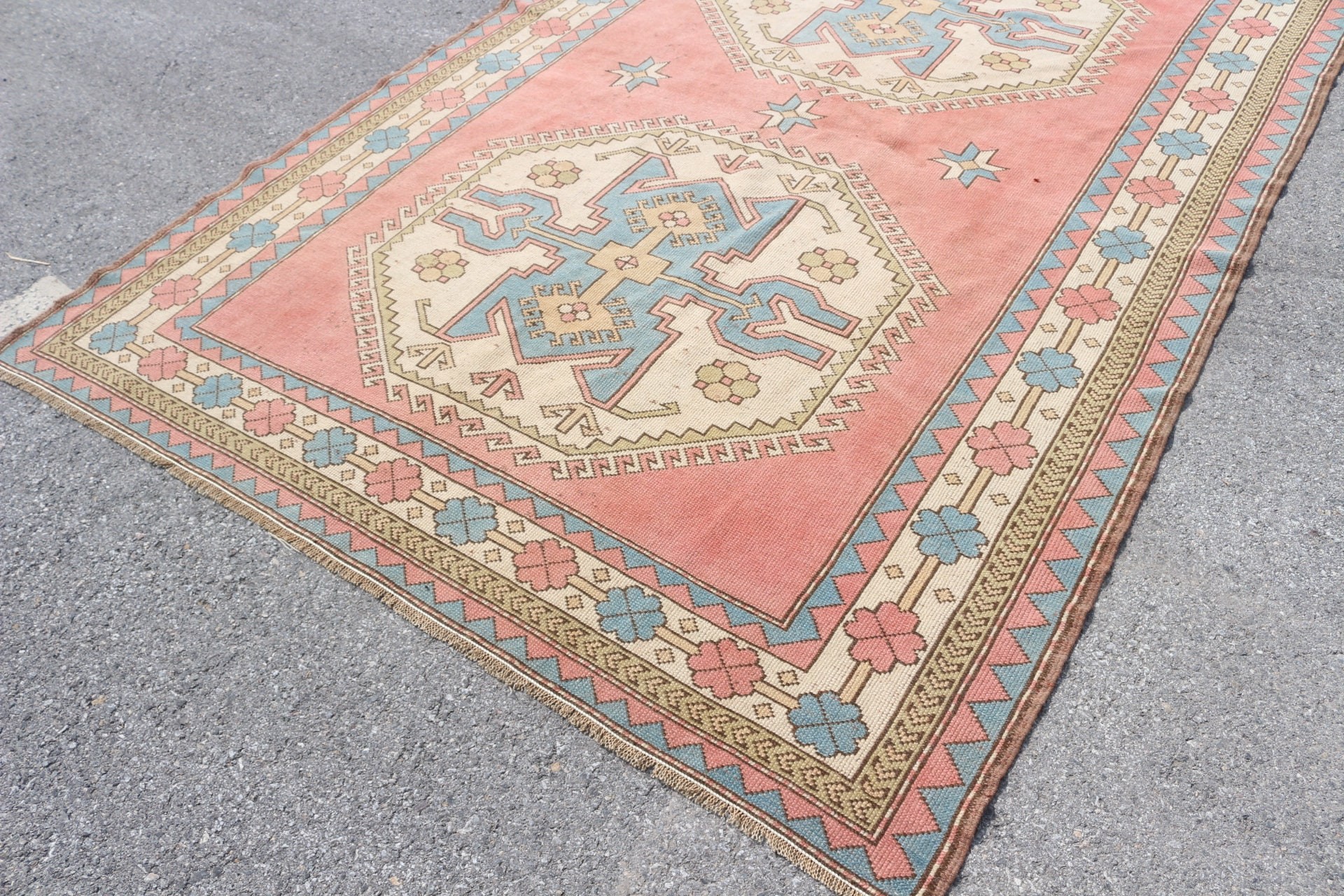 Salon Rug, Vintage Rug, Turkish Rug, Moroccan Rug, Pink Antique Rug, Bedroom Rug, Kitchen Rug, Rugs for Bedroom, 6.6x9.5 ft Large Rug