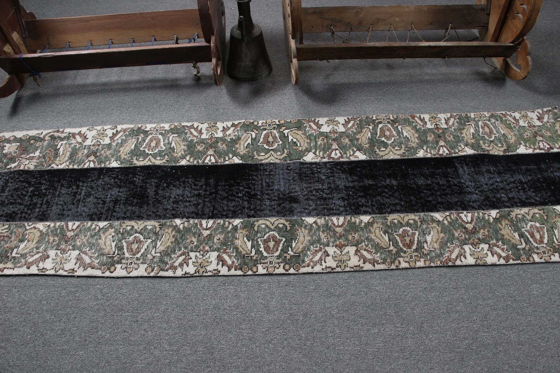 Koridor Halısı, Koridor Halıları, Yün Halılar, Mutfak Halısı, Vintage Halılar, 2.3x7.6 ft Yolluk Halısı, Koridor Halıları, Türk Halıları, Siyah Yün Halı