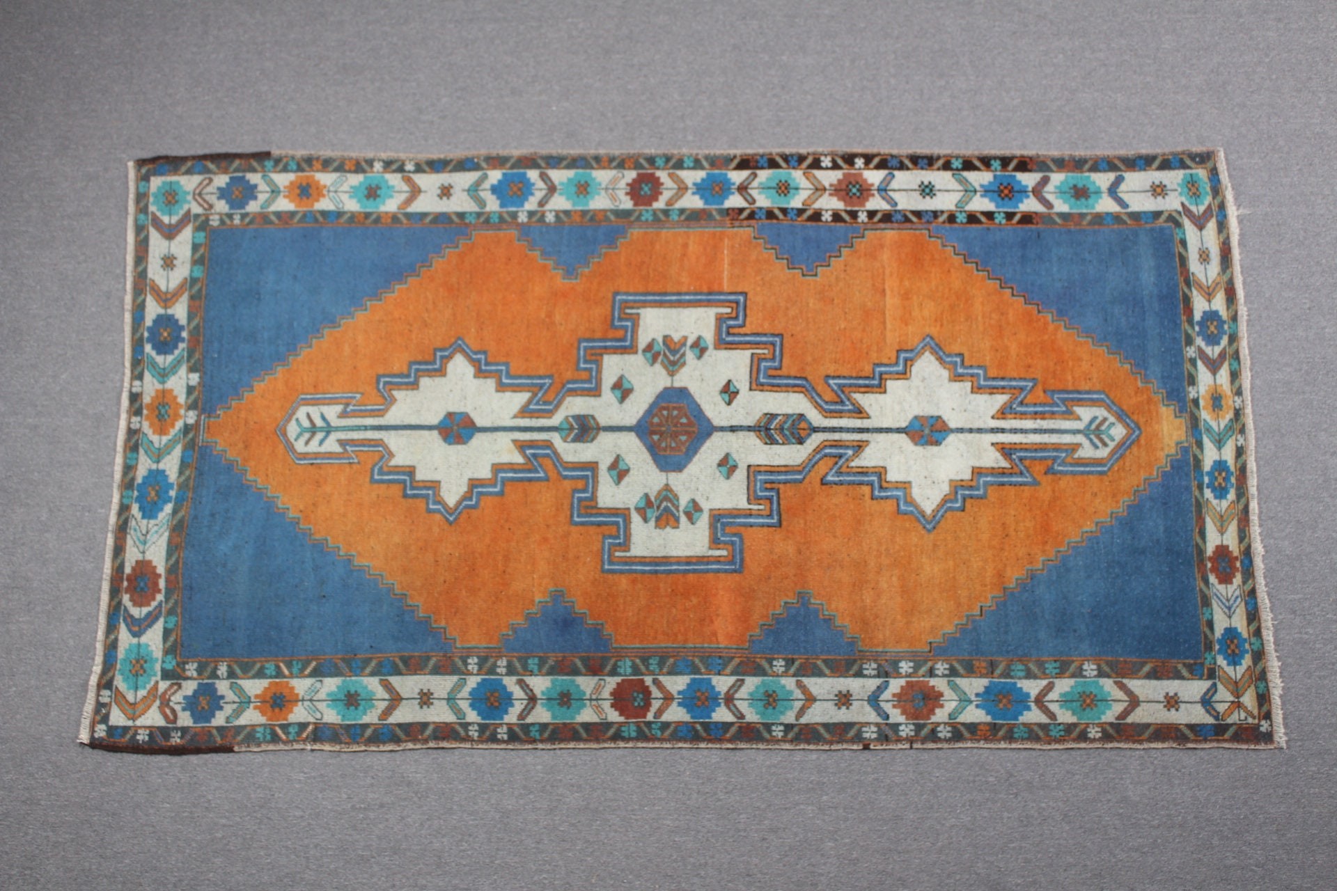 Cool Rug, Turkish Rugs, 4.2x7.7 ft Area Rugs, Vintage Rugs, Orange Floor Rugs, Dining Room Rug, Kitchen Rugs, Oushak Rugs, Pastel Rugs