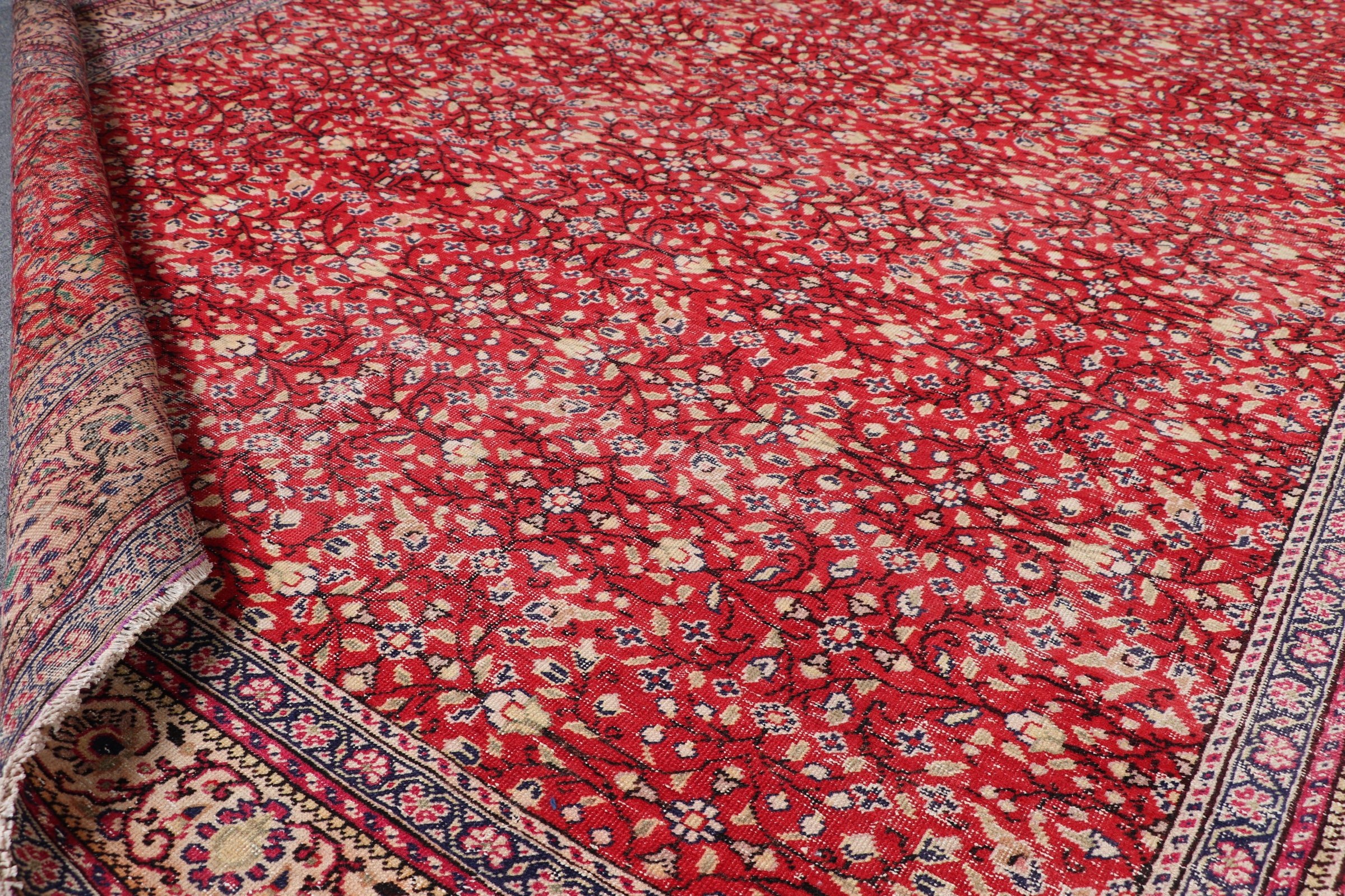 Aesthetic Rugs, Bedroom Rugs, Dining Room Rugs, Turkish Rug, Kitchen Rugs, Red Wool Rug, Vintage Rug, 6.5x9.5 ft Large Rug