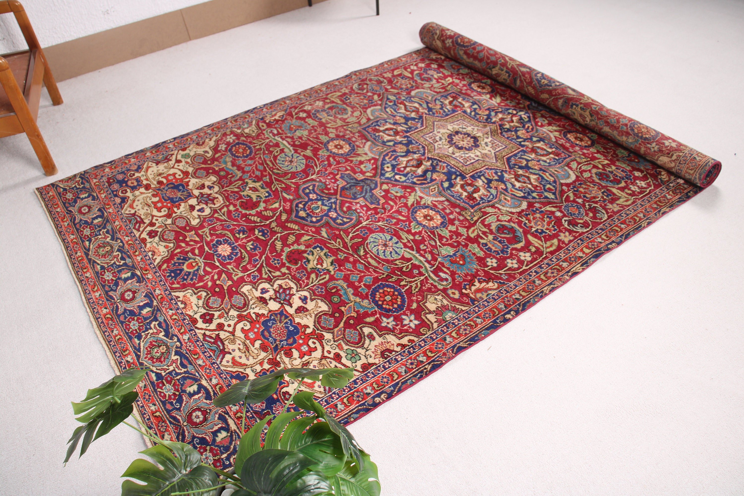 Türk Halısı, Havalı Halılar, El Dokuma Halılar, Büyük Boho Halılar, Kırmızı Lüks Halılar, Vintage Halı, Büyük Oushak Halılar, 5,1x9,7 ft Büyük Halılar, Egzotik Halı