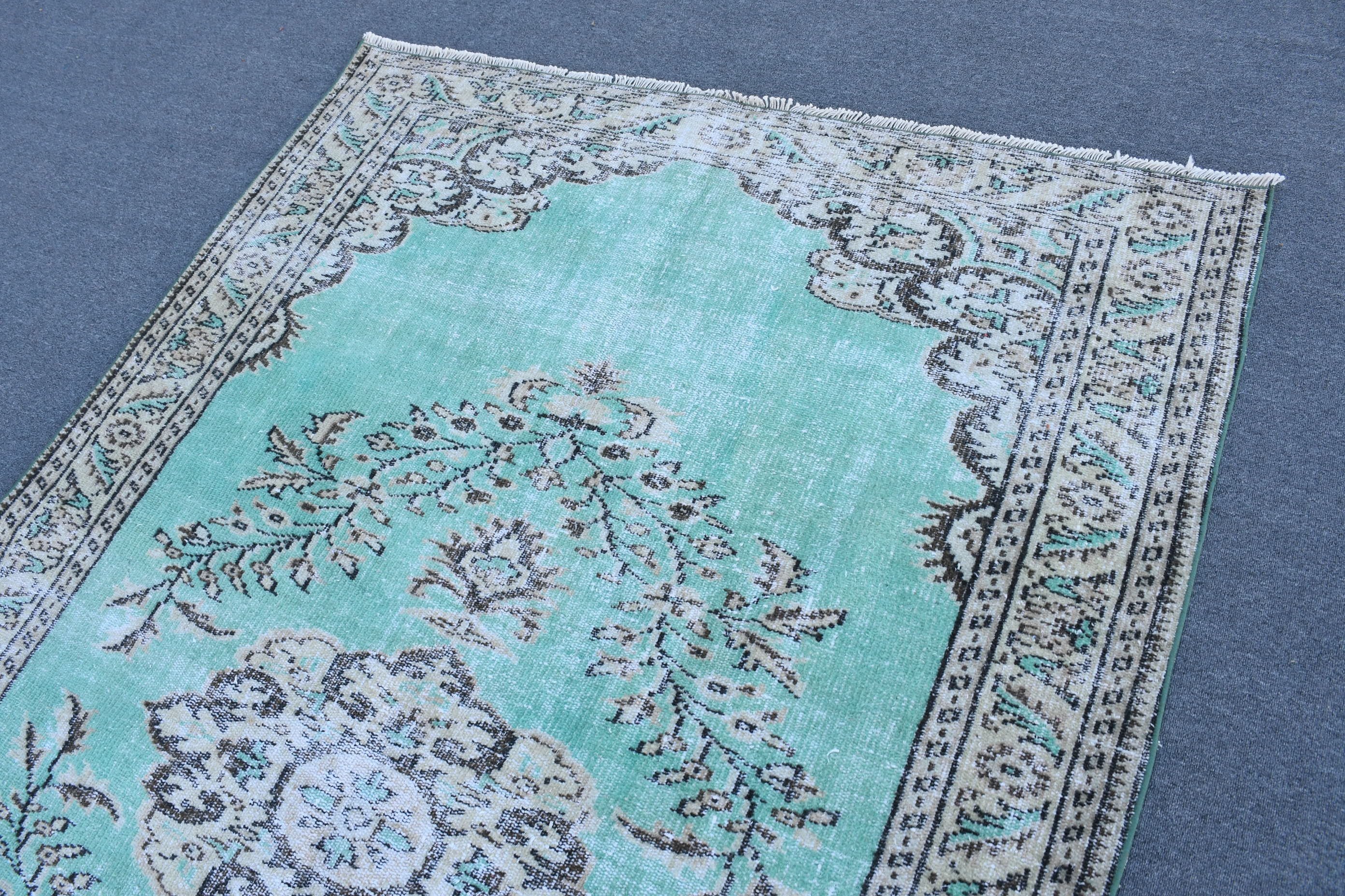 Turkish Rugs, Vintage Rug, Pastel Rug, Cool Rug, Dining Room Rug, Living Room Rug, Green Home Decor Rug, Oriental Rug, 5.5x8.6 ft Large Rug