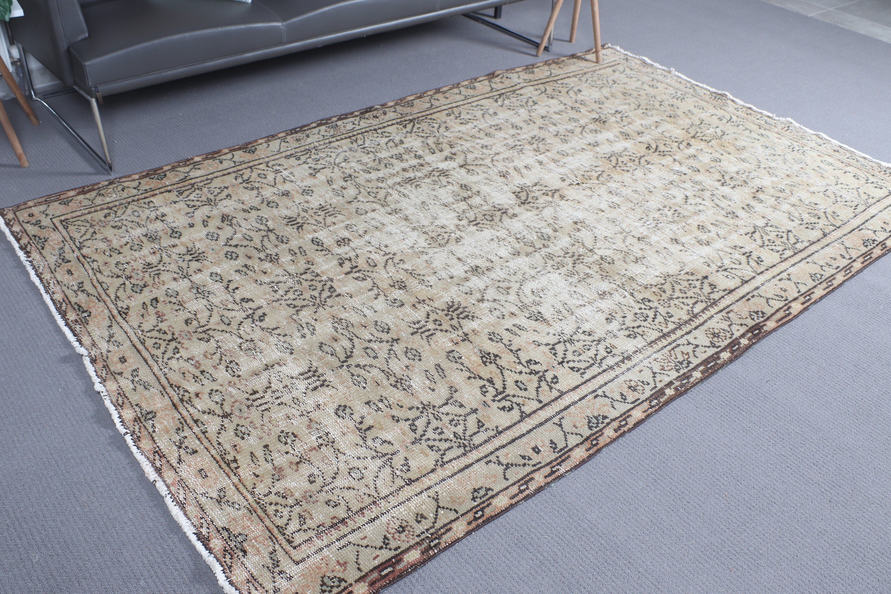 Ethnic Rug, 5.4x8.6 ft Large Rug, Bronze Oushak Rug, Large Boho Rug, Anatolian Rug, Turkish Rug, Bedroom Rug, Vintage Rugs, Flatweave Rugs