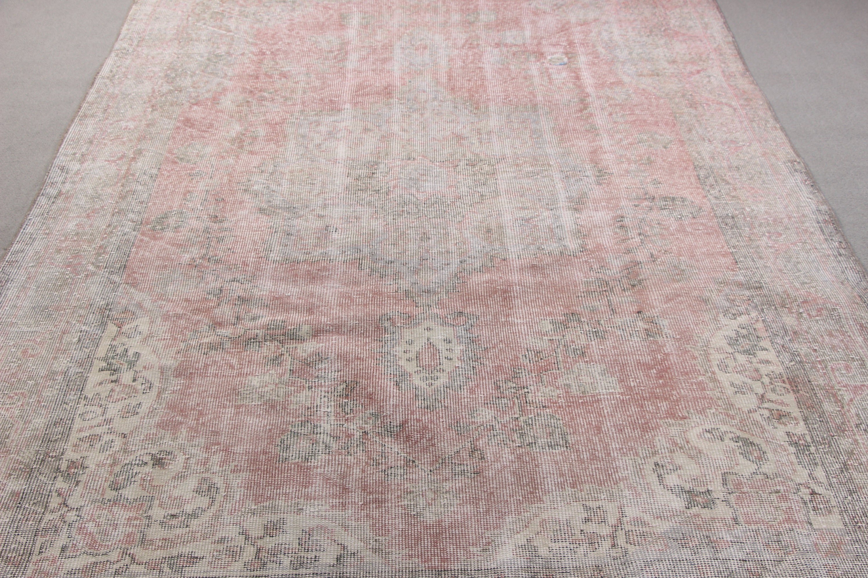 Salon Halısı, 6x9 ft Büyük Halı, Düz Dokuma Halılar, Türk Halıları, Fas Halısı, Pembe Yatak Odası Halıları, Vintage Halı, El Dokuma Halılar, Büyük Vintage Halılar